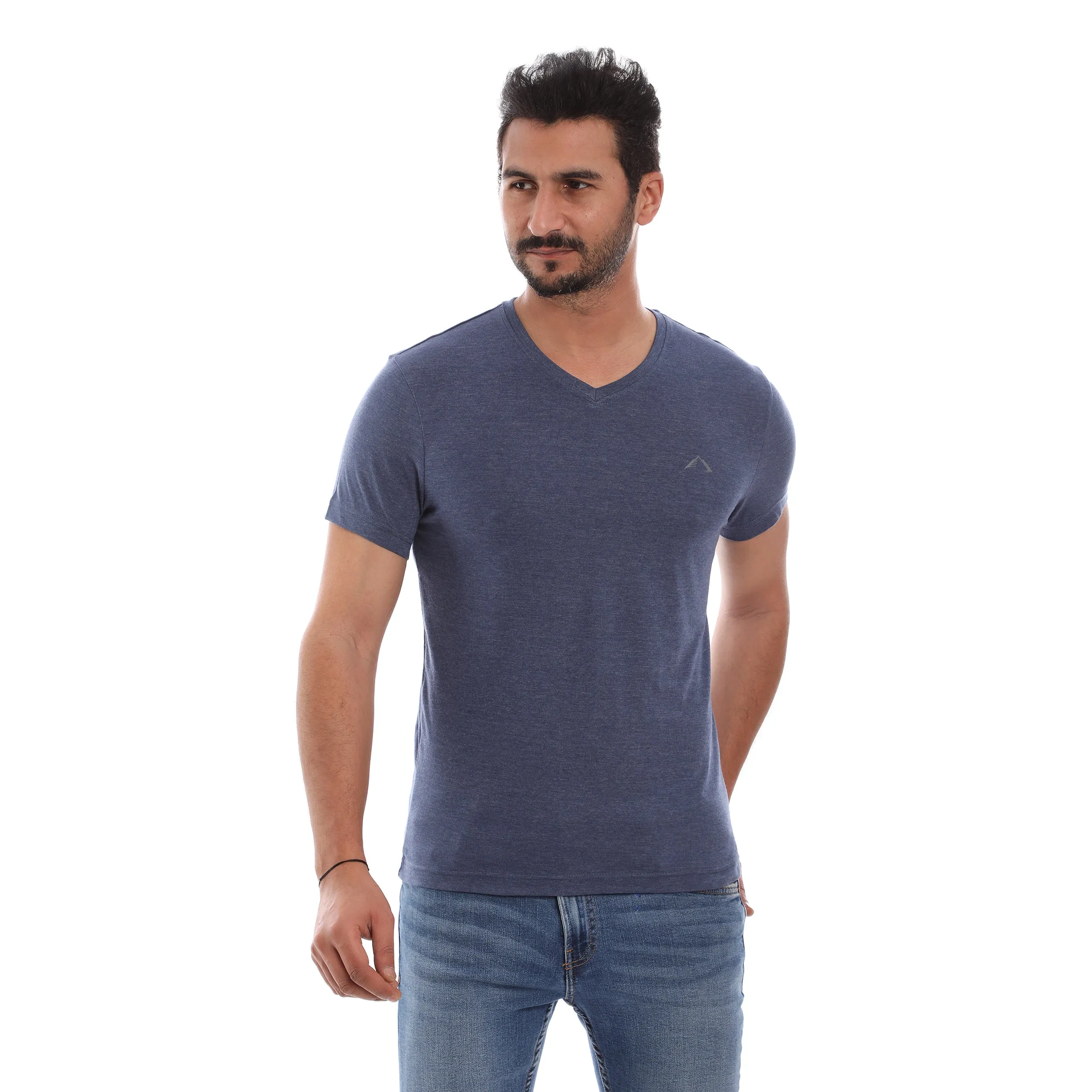 TexturedWeavePattern MEN??S BLUE COTTON RICH V-NECK TSHIRT (SLIM FIT) - 3 PK