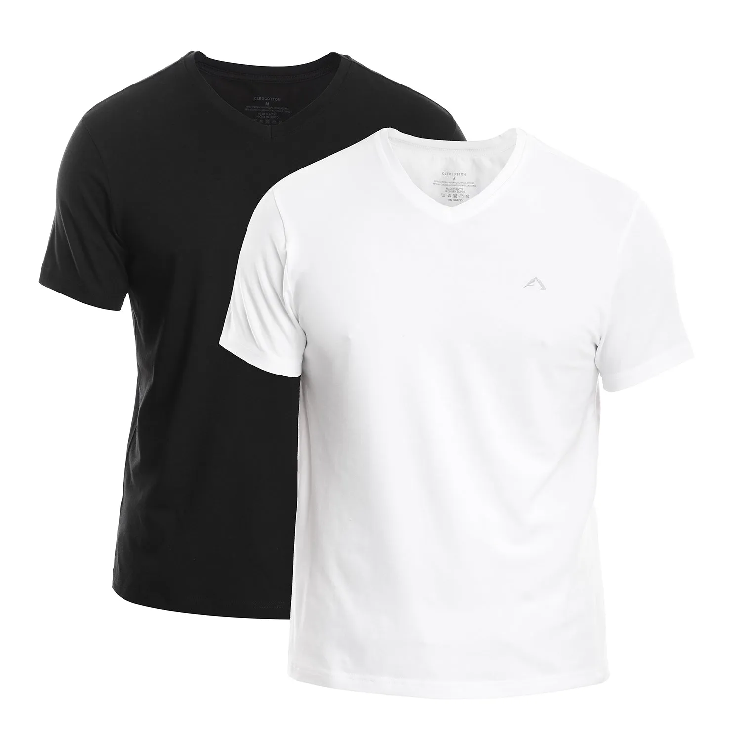 WHITE & BLACK CLEOCOTTON PREMIUM V-NECK MODAL STRETCH LOGO T-SHIRT - 2 PK Versatile Comfort Style