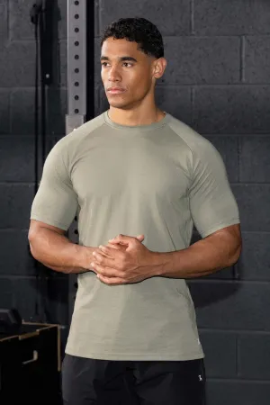 Subtle Logo Placement OdorResistant Fabric Essential Training Top in Khaki