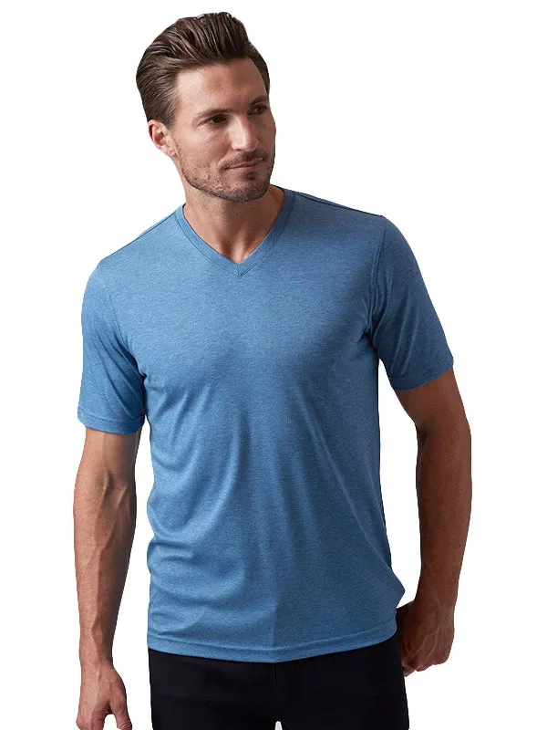 Yarn Dyed Stripes Informal charm Raffi V-Neck Tee - Denim