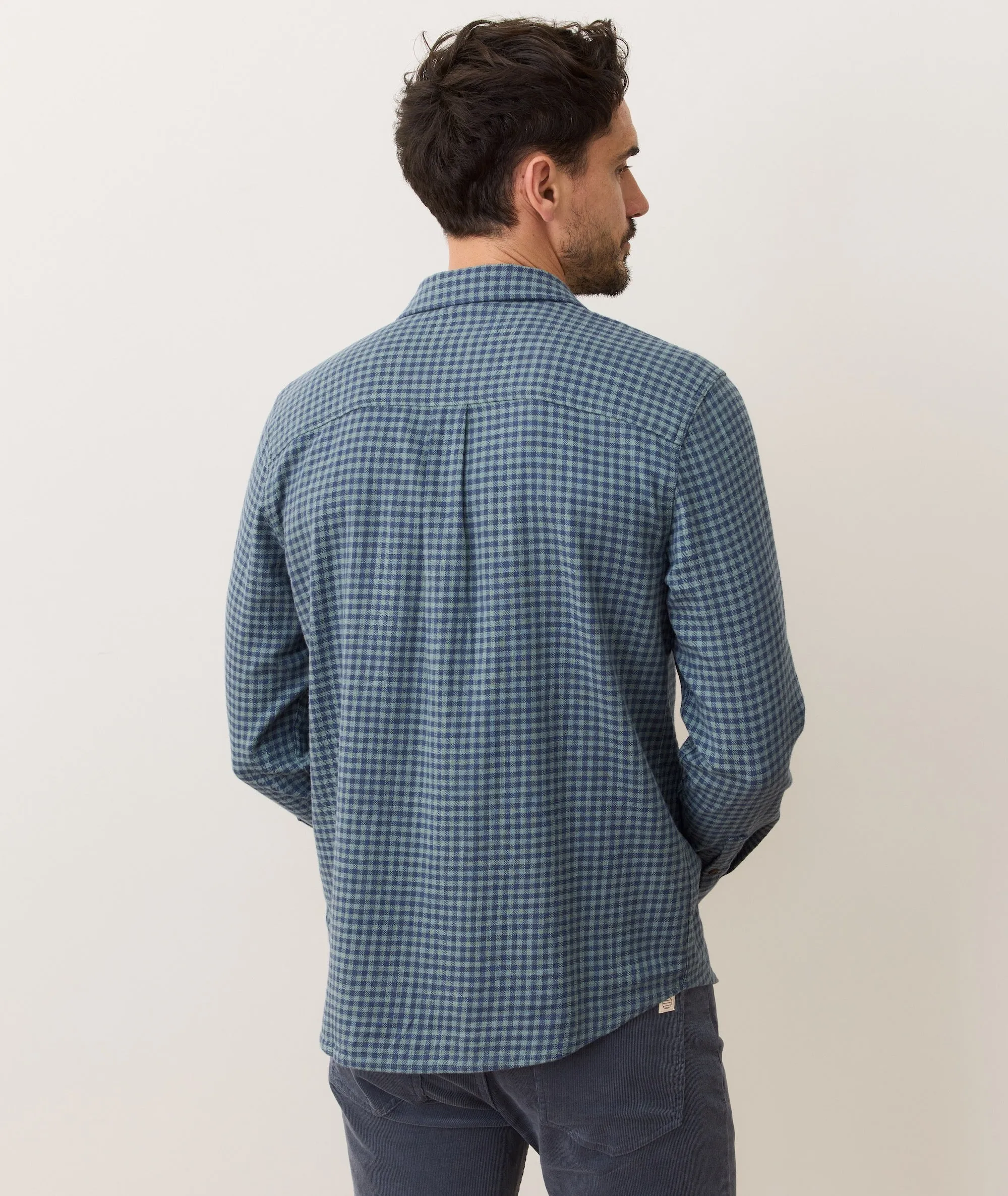 Stretch Selvage Shirt - Green/Navy Gingham Dance Light Glitter Fit