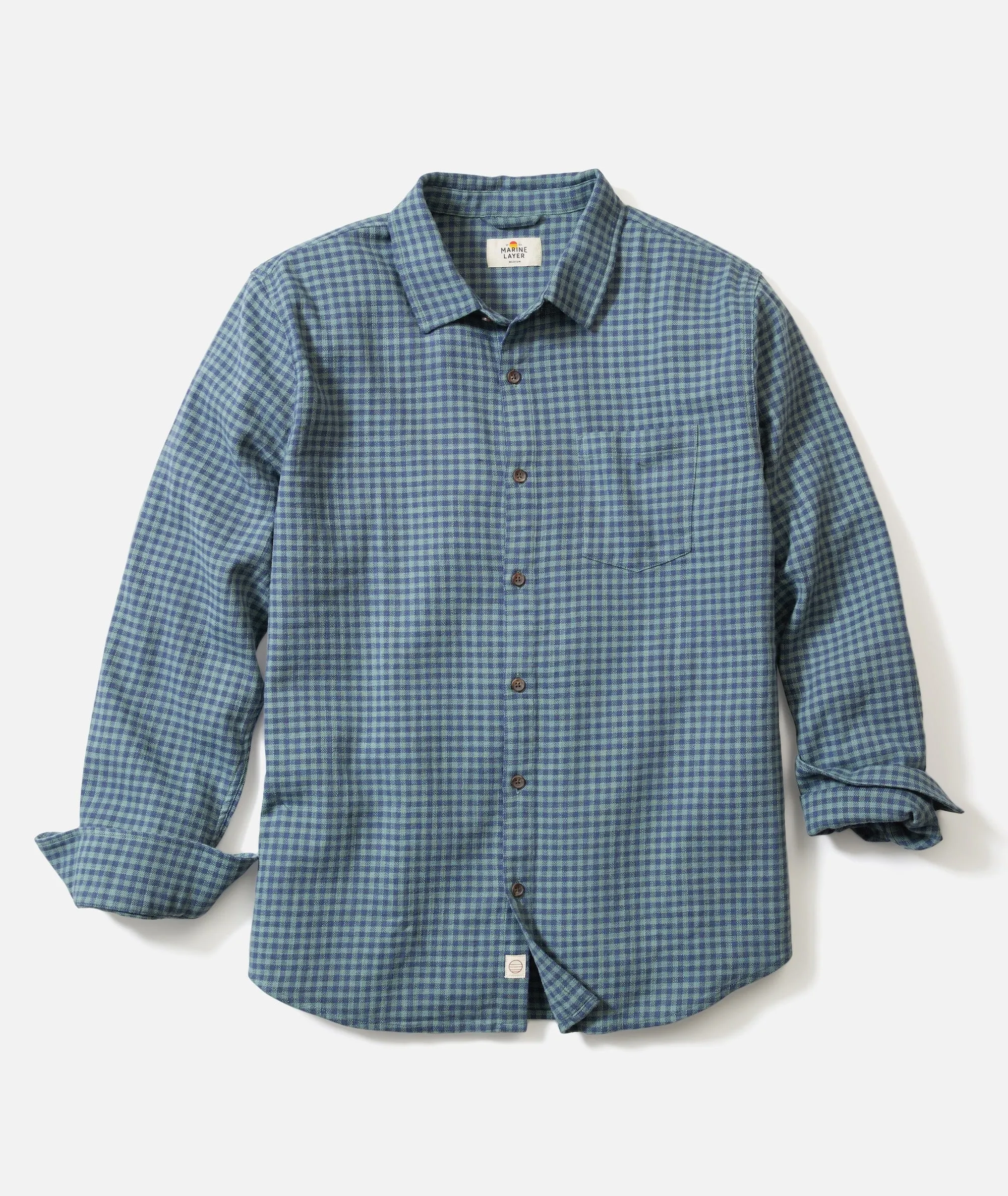 Stretch Selvage Shirt - Green/Navy Gingham Street Fashion