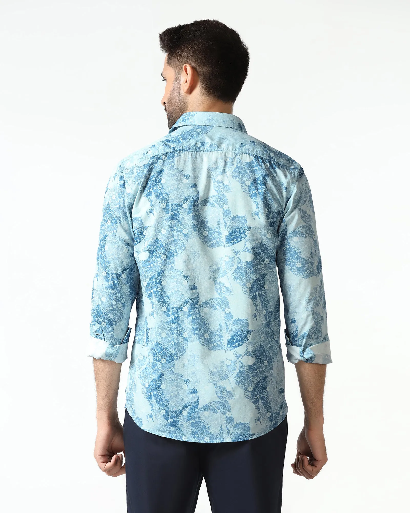 Blue Printed Shirt - Mose Custom Fit