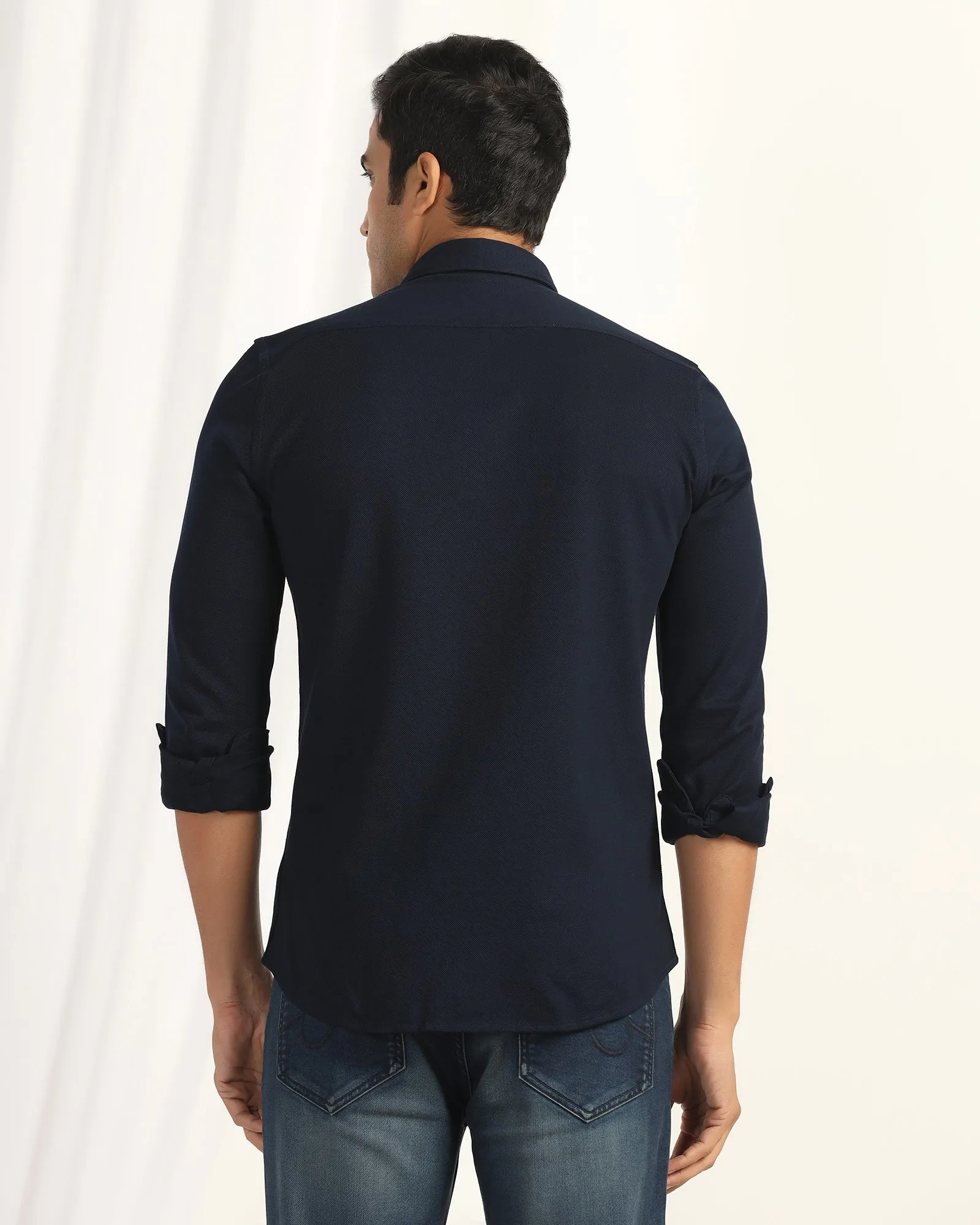 Effortless Style Casual Navy Solid Shirt - Pelantos