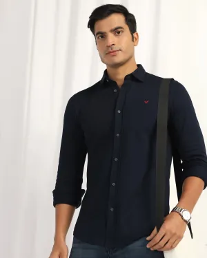 Abrasion Resistant Edges Casual Navy Solid Shirt - Pelantos