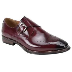 Style Crisp Gio Burgundy Leather Monk Strap Shoes