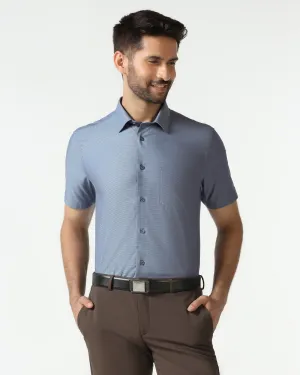 Modern Aesthetic High-End Look Mid Blue Half Sleeve Textured Shirt - Zander
