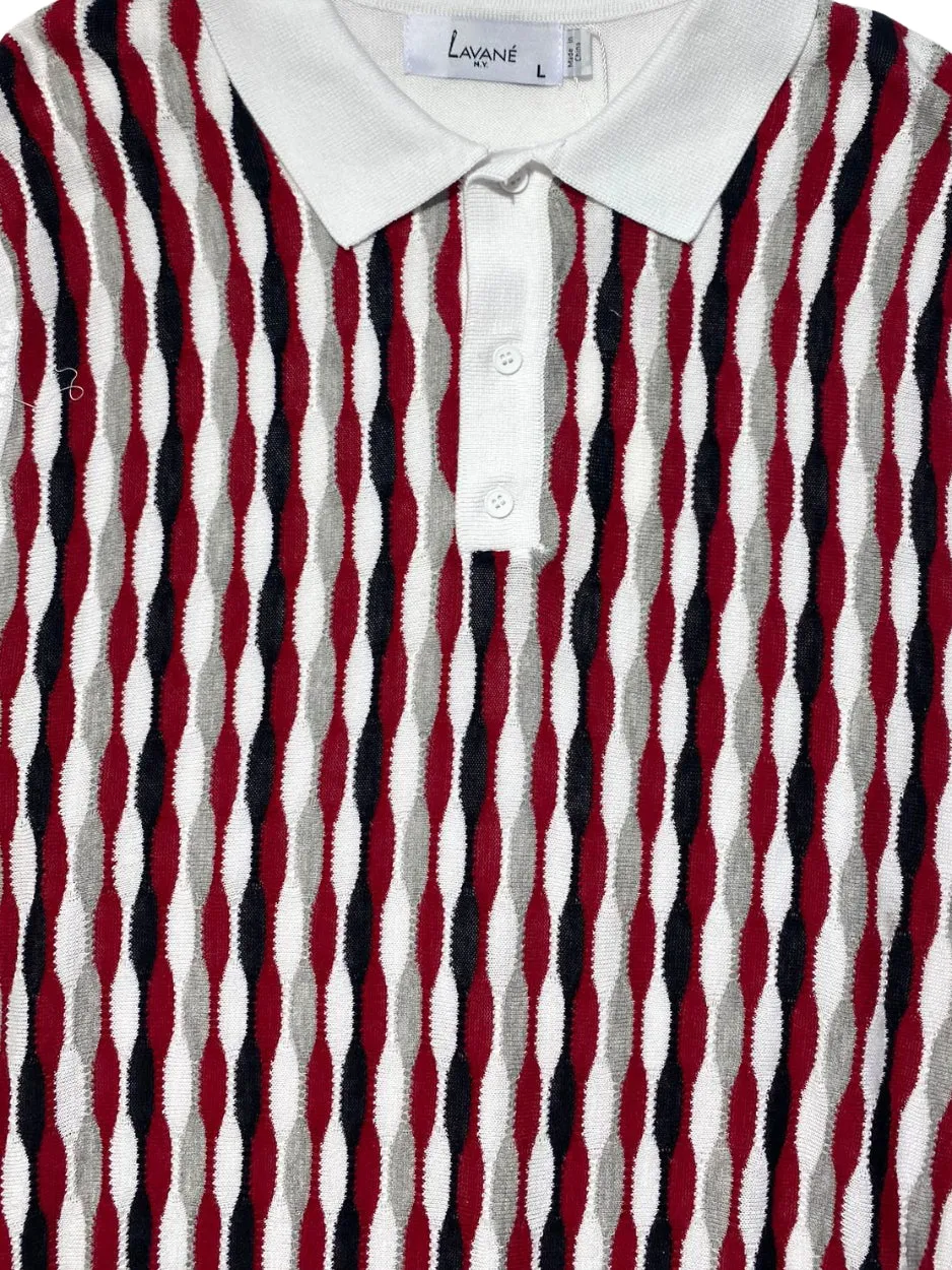 Lavane Mens White Cotton Rayon Blend Short Sleeve Knit Casual Shirt Multi Ply Collar