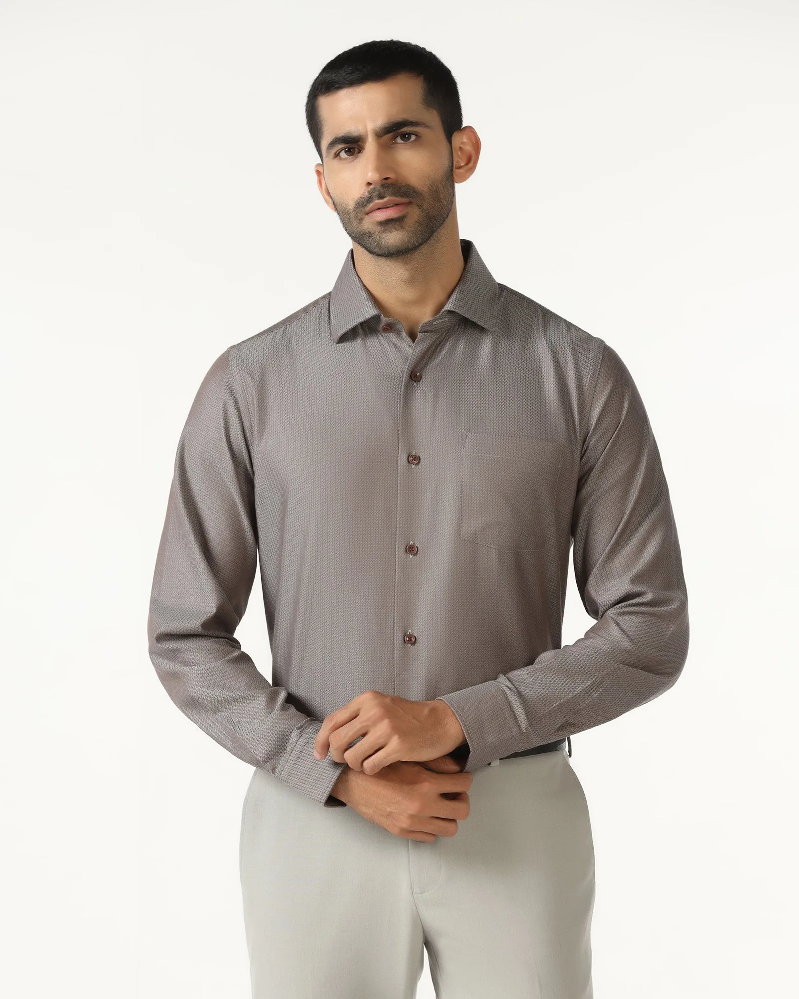 Tan Textured Shirt - Recite Brunch Outfit