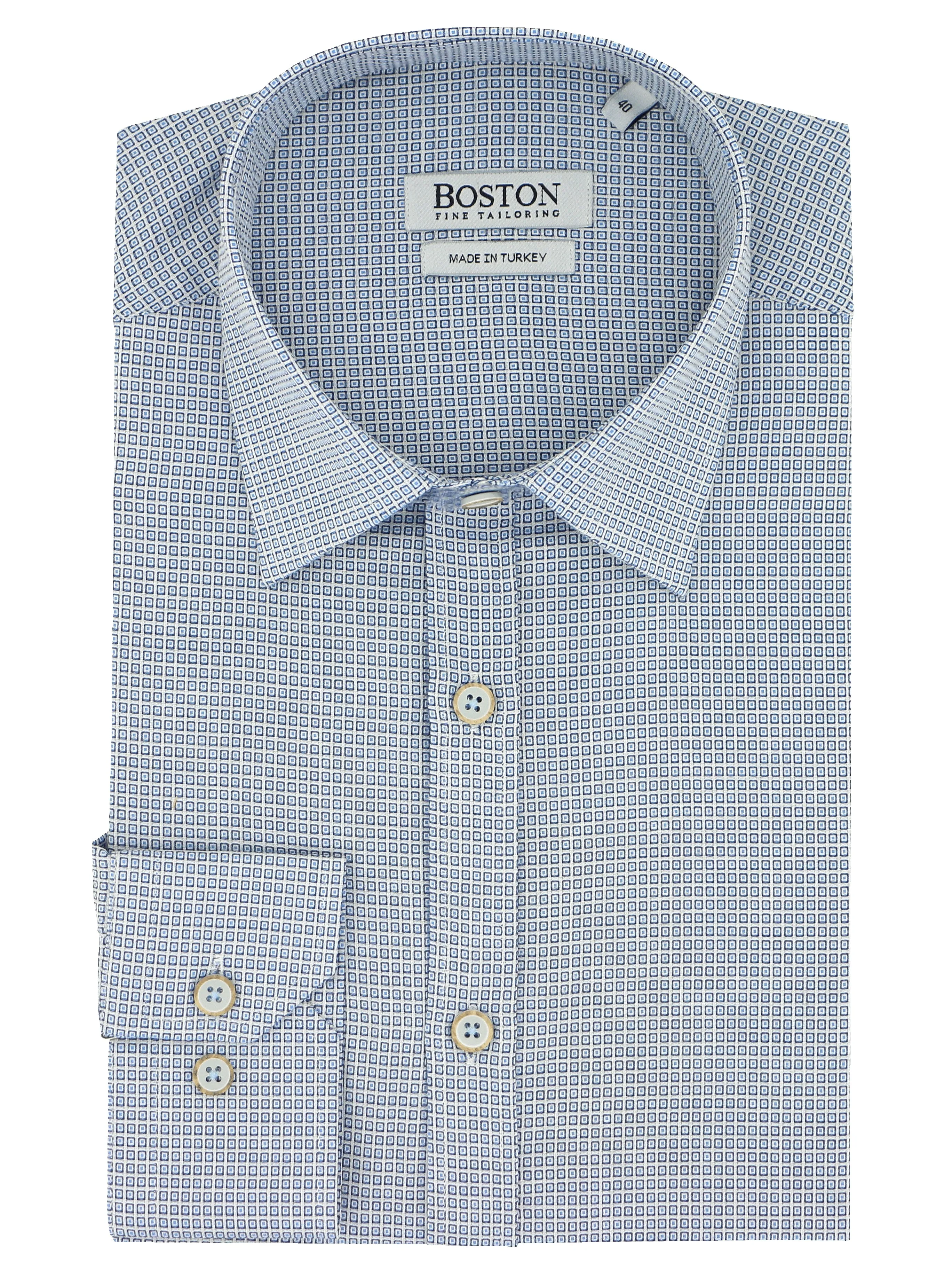 Handcrafted Detail Liberty Casual Blue Square Printed Shirt