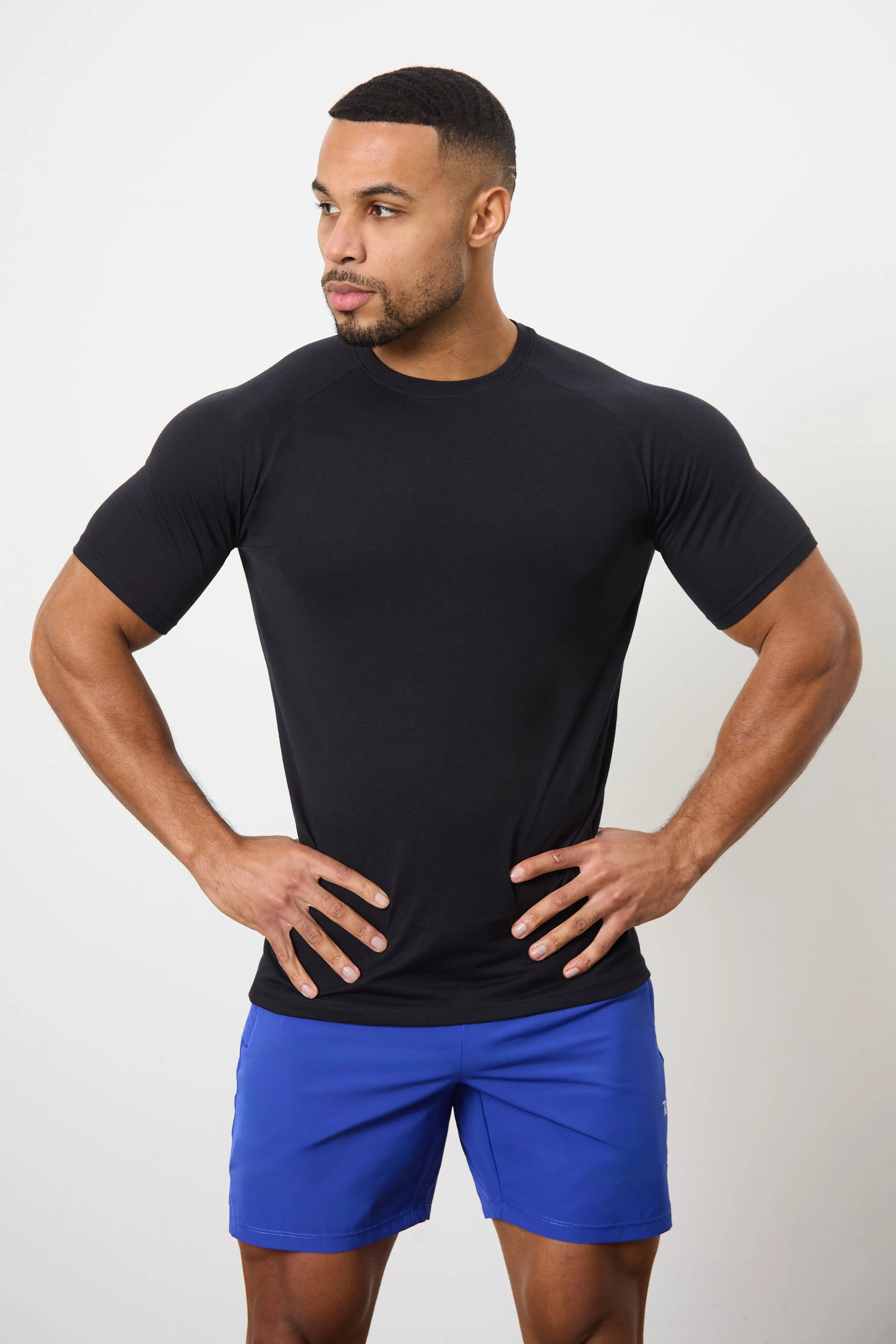 Essential Training Top in Black Longline Hemline