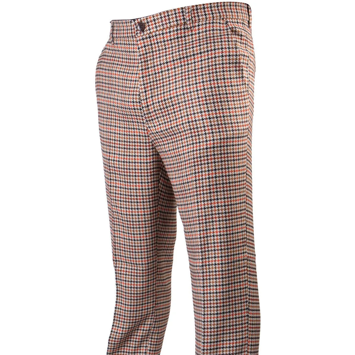 Comfy Look Plaid Orange Brown Houndstooth Pants