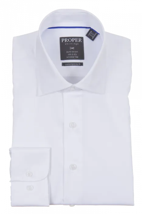 PROPER SHIRTINGS WHITE CONTEMPORARY FIT REGULAR CUFF P720ET0R-WHT UV Protection