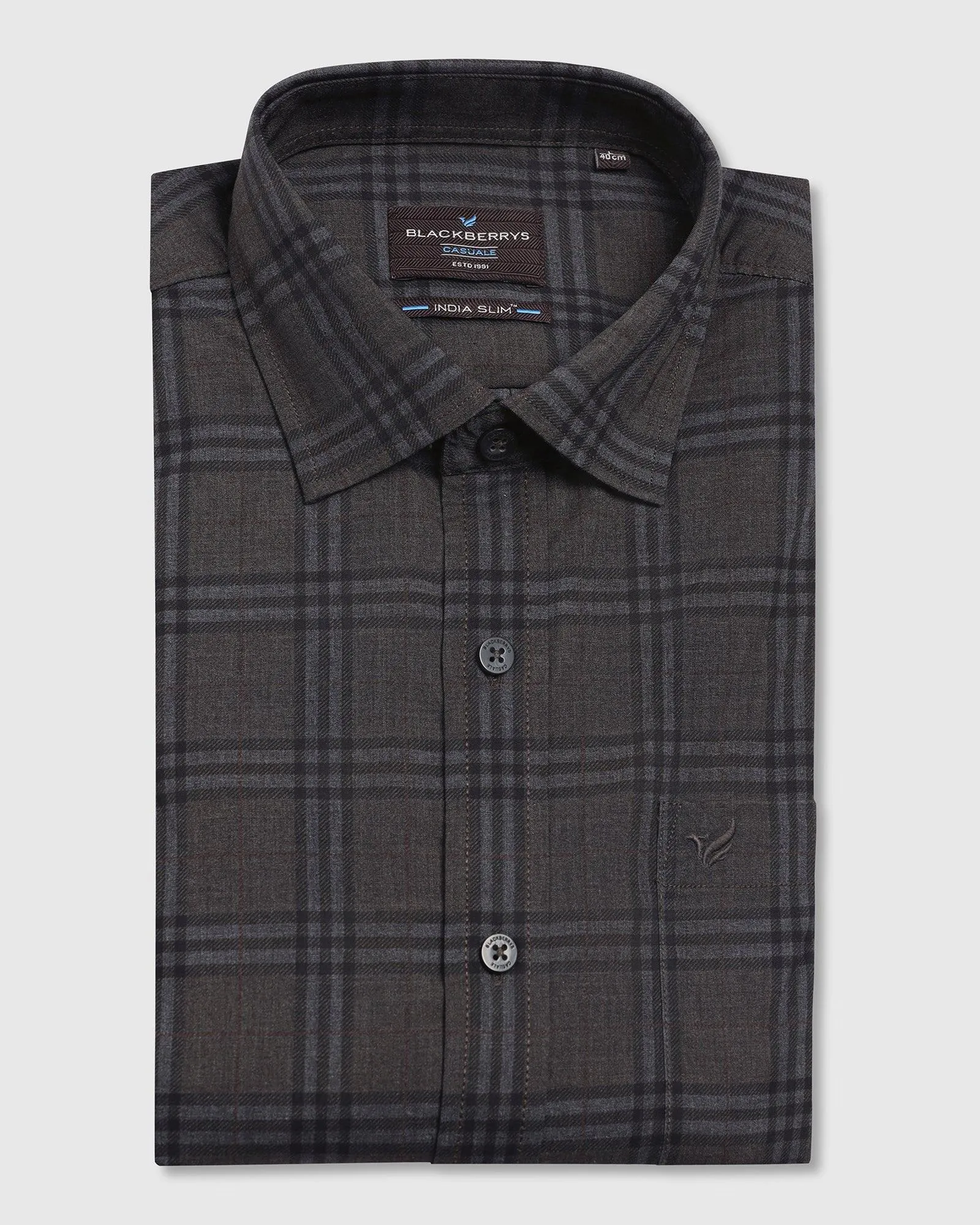 Casual Beige Check Shirt - Korio Smooth Cotton Blend