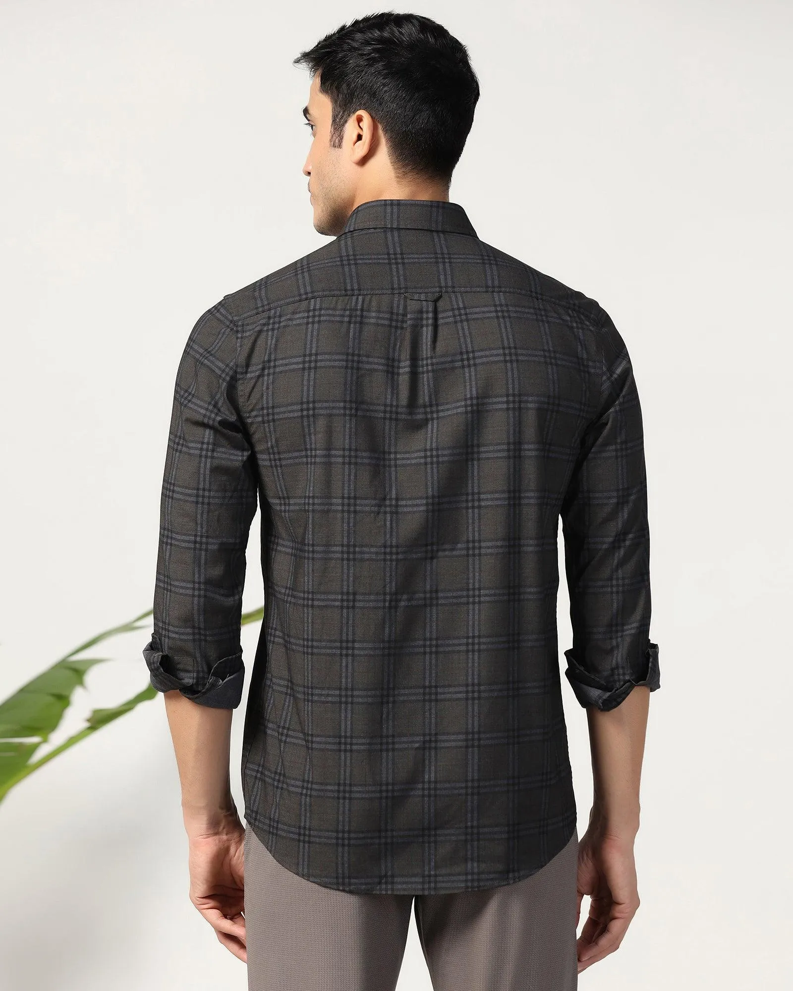 Casual Beige Check Shirt - Korio Breathable Cotton