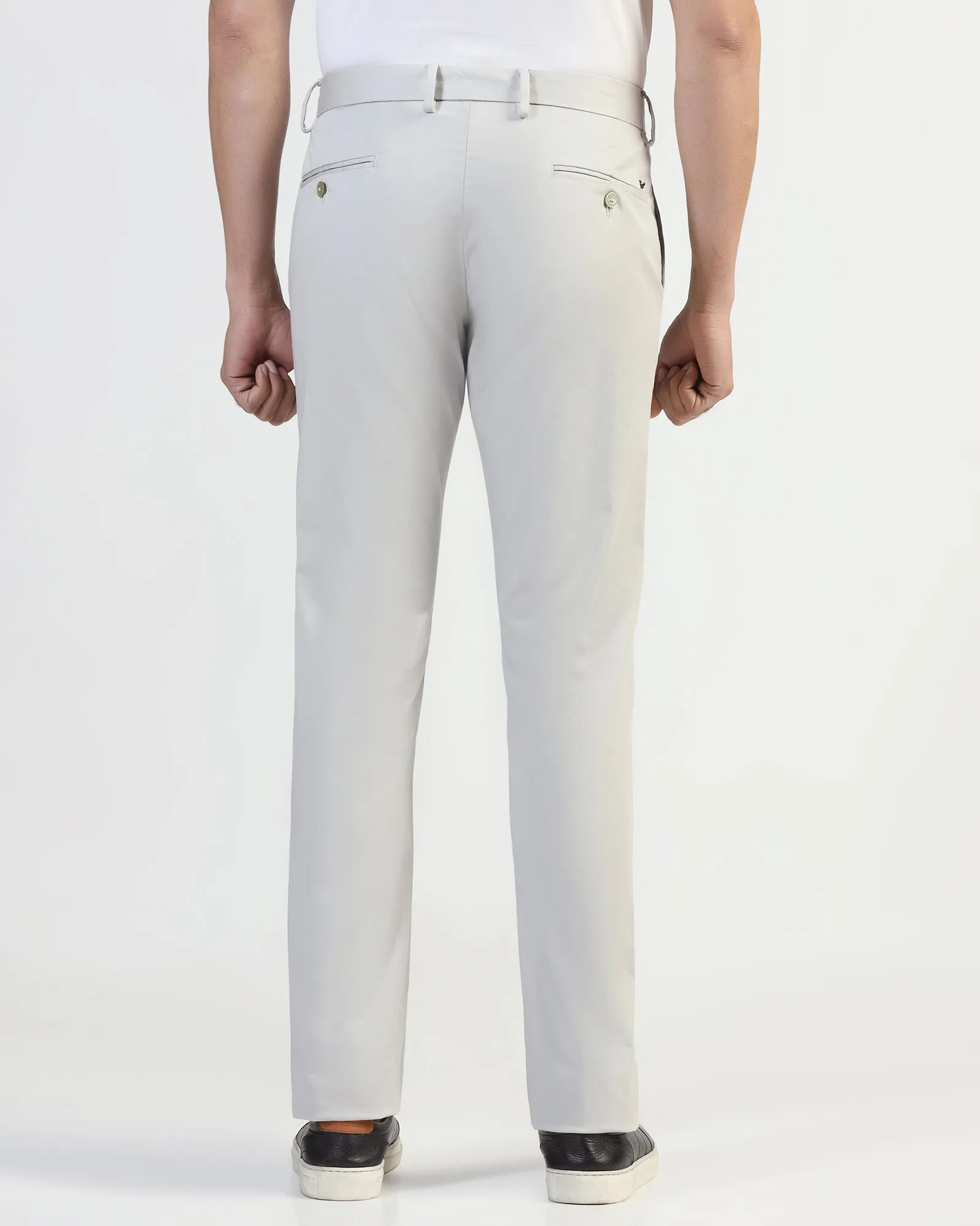 Breathable Stretch Mid-rise fit Slim Fit B-91 Casual Light Grey Solid Khakis - Martin