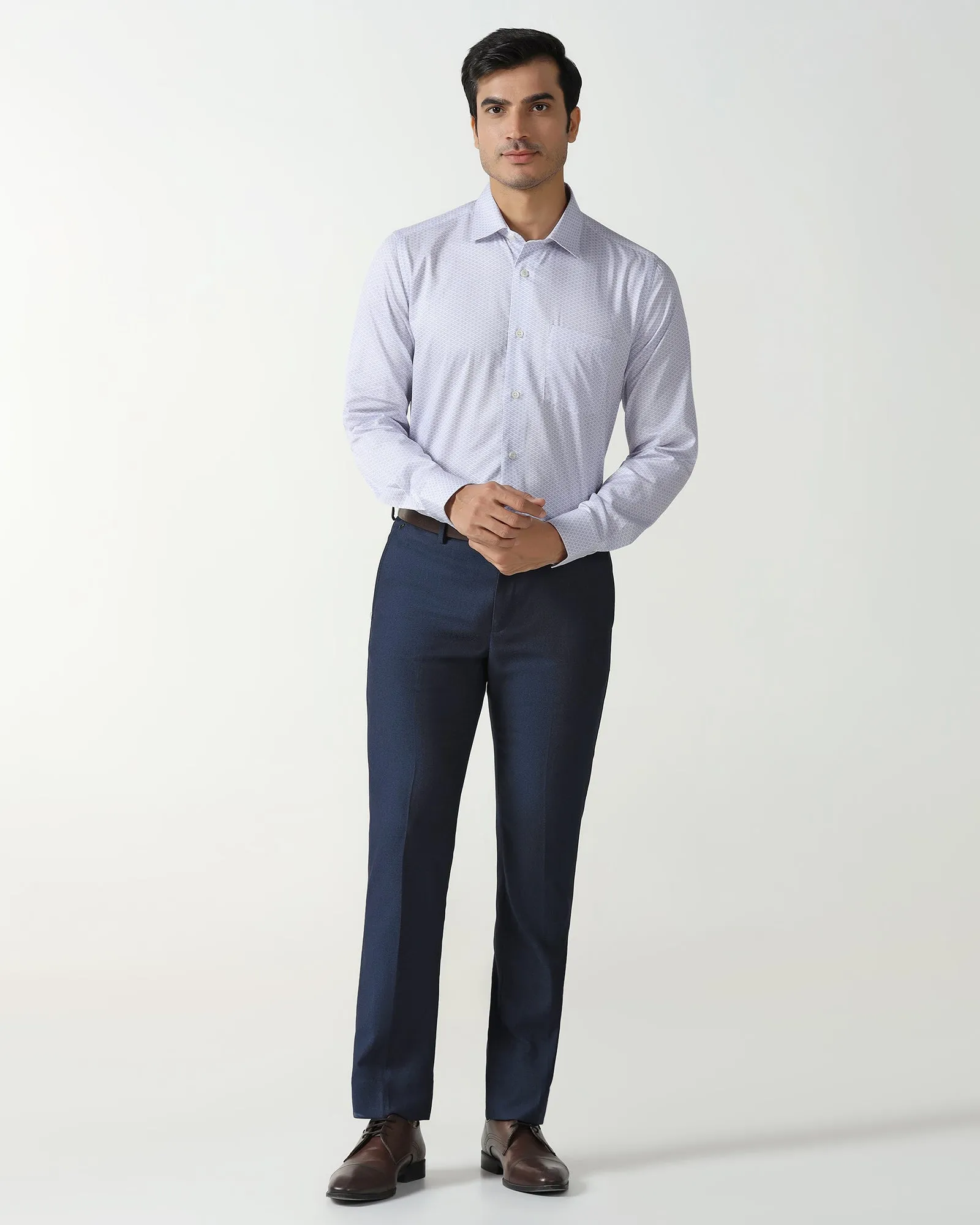 Practical Choice All Day Comfort Tech White Printed Shirt - Radio