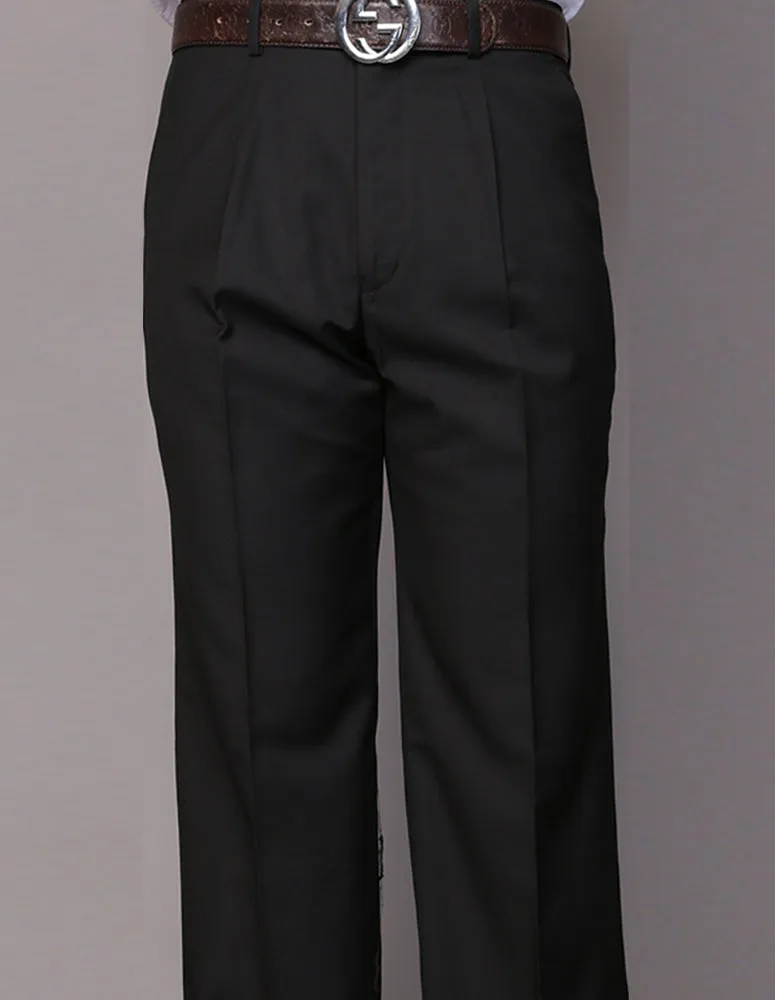 No Gap Waistband BLACK REGULAR FIT PLEATED PANTS