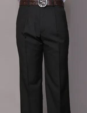BLACK REGULAR FIT PLEATED PANTS Wool blend Relaxed Look