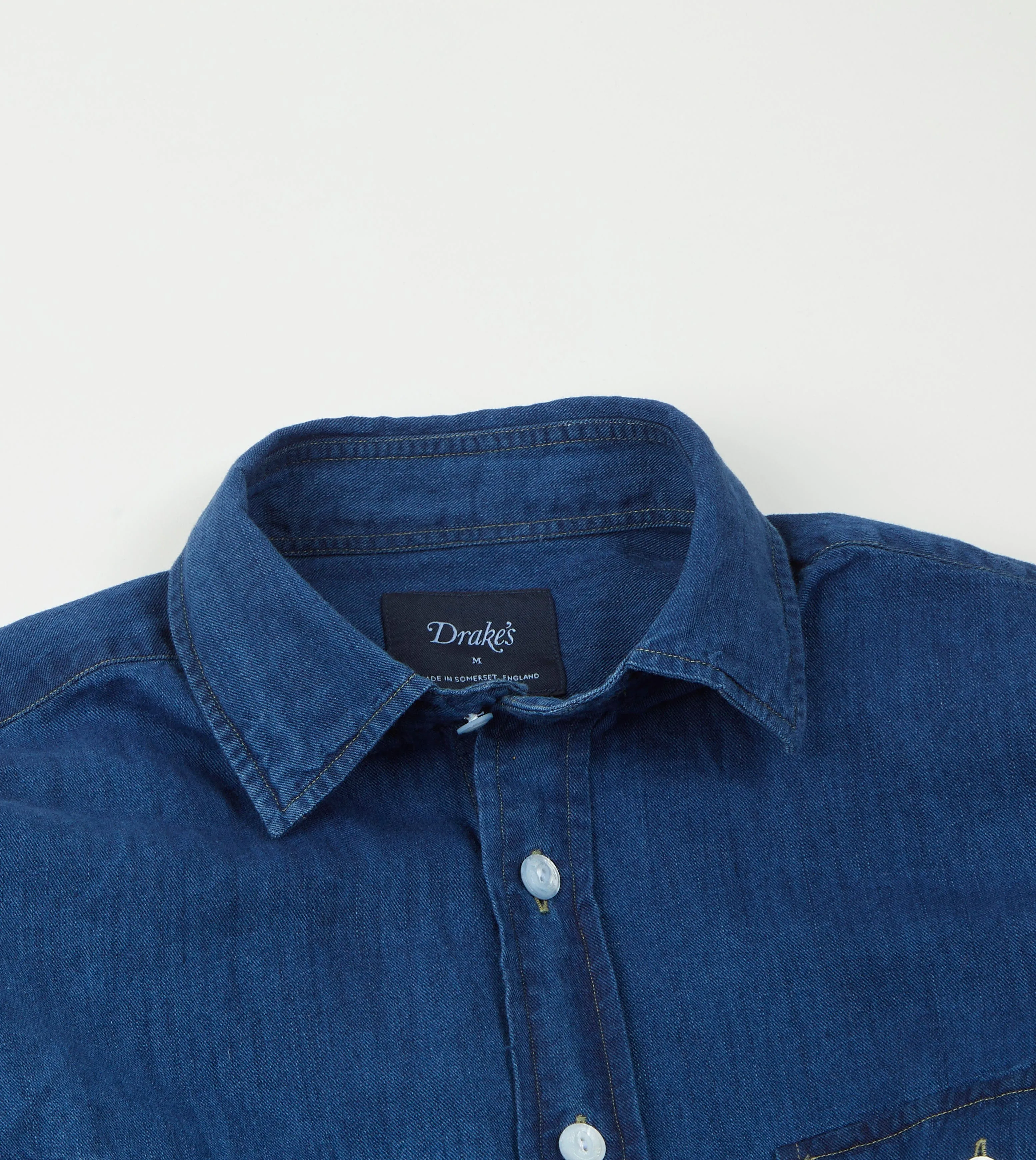 Blue Cotton Linen Two-Pocket Work Shirt networking event Sophisticated Style