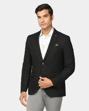 Formal Black Textured Blazer - Quaint Travel Ready Stretch Fabric