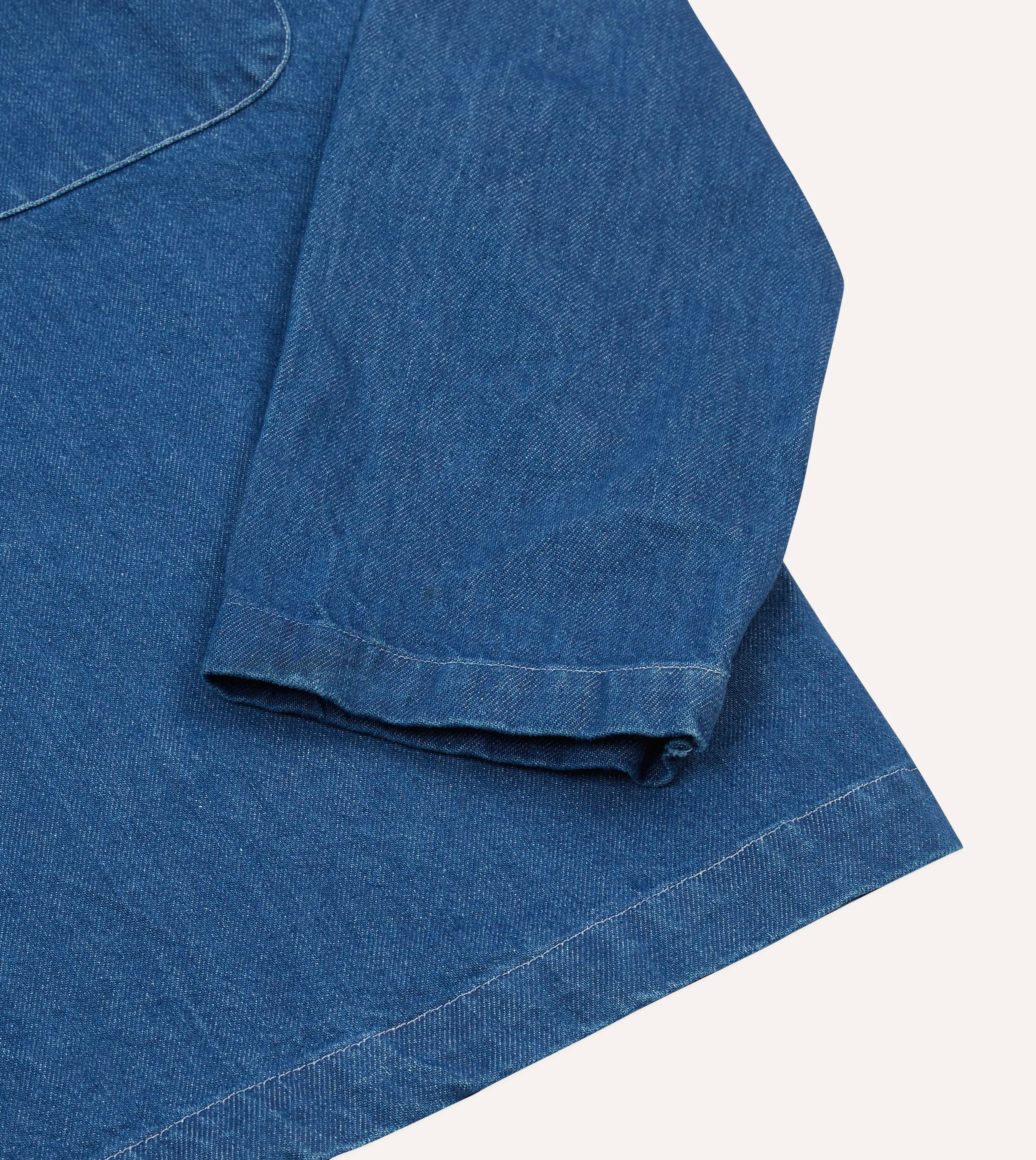 Stone Wash Denim Smock Checkered Style