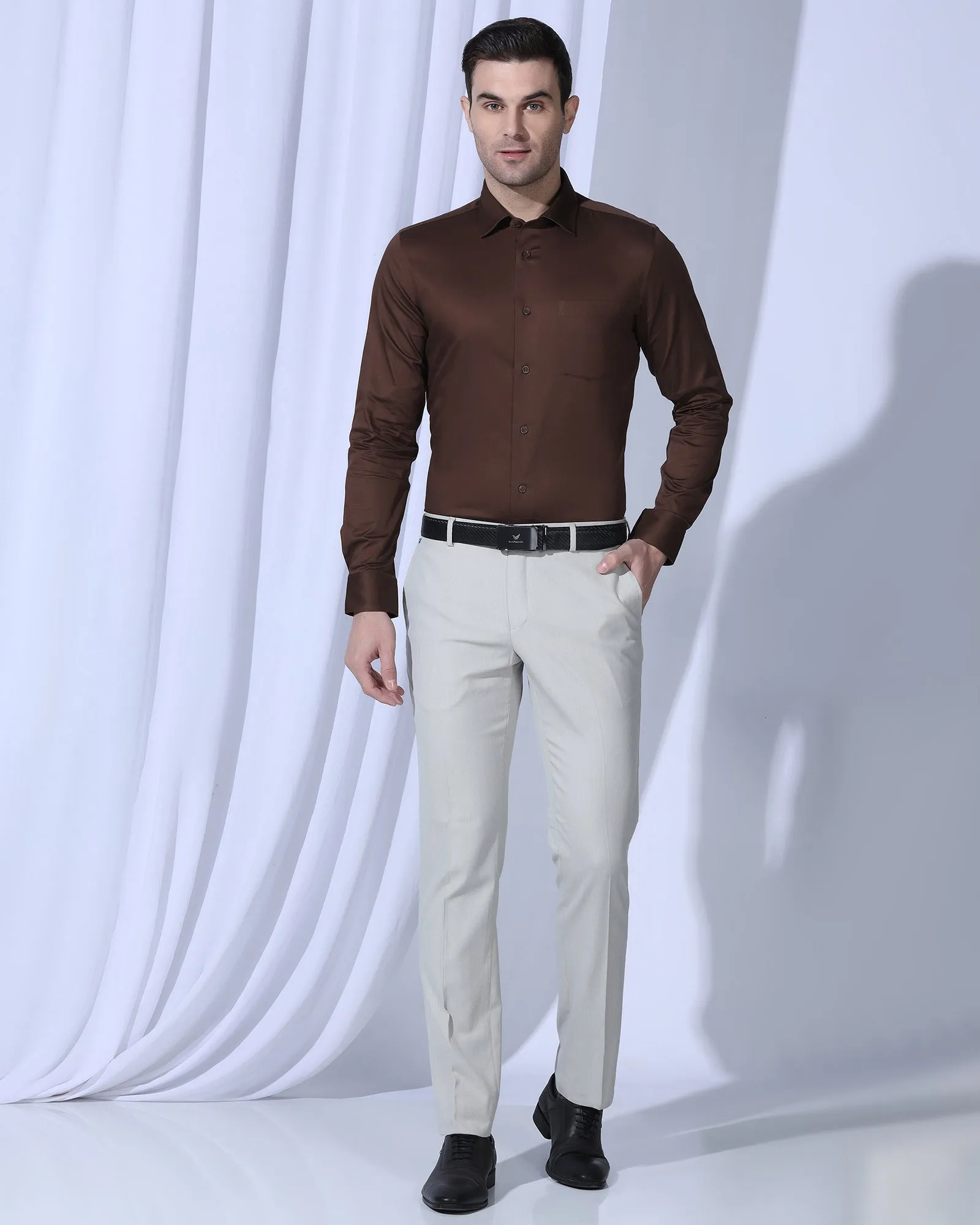 Non Iron Formal Rust Solid Shirt - Georgia Seamless construction Wrinkle Resistant