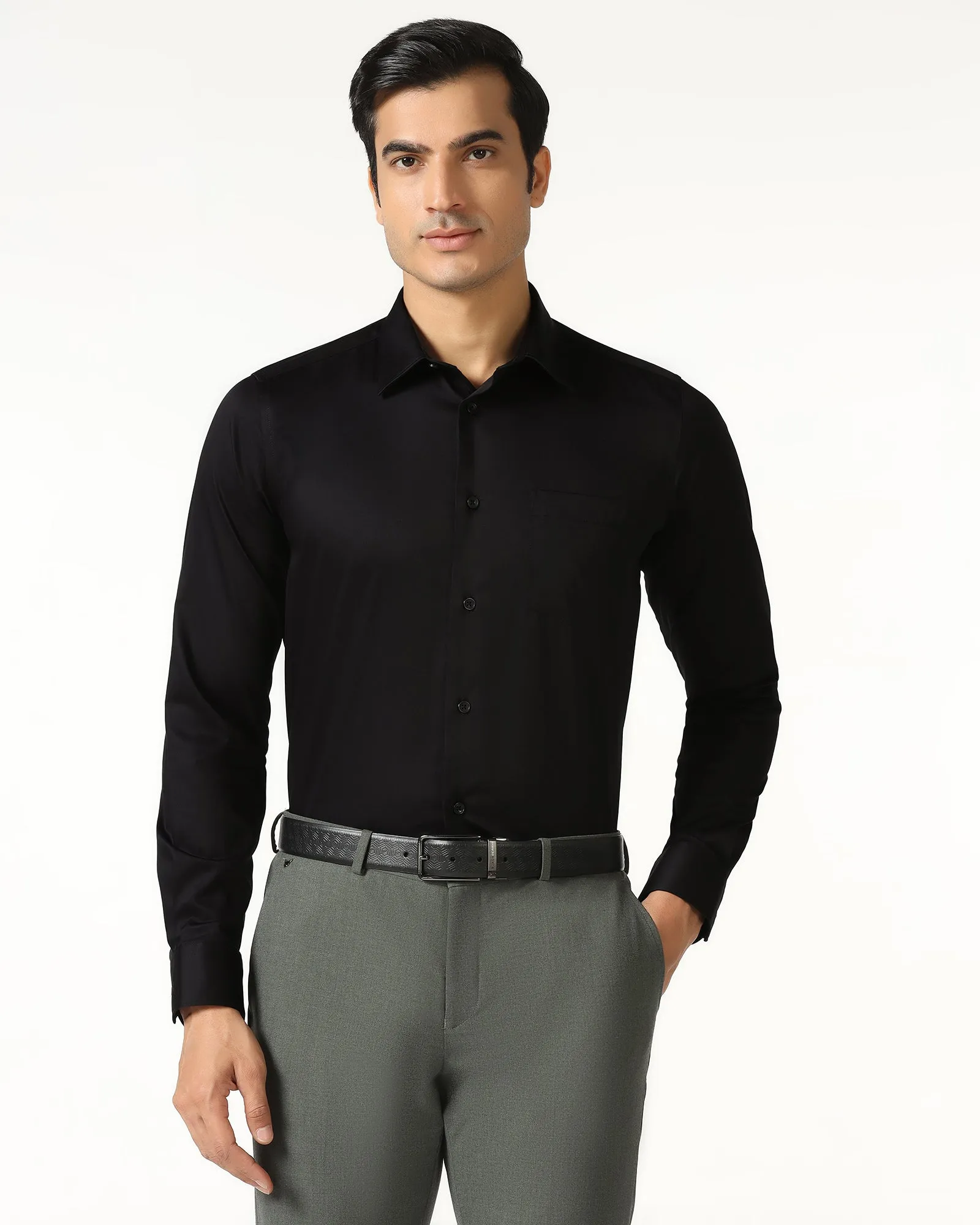 Jet Black Non Iron Solid Shirt - Sailor Premium Feel