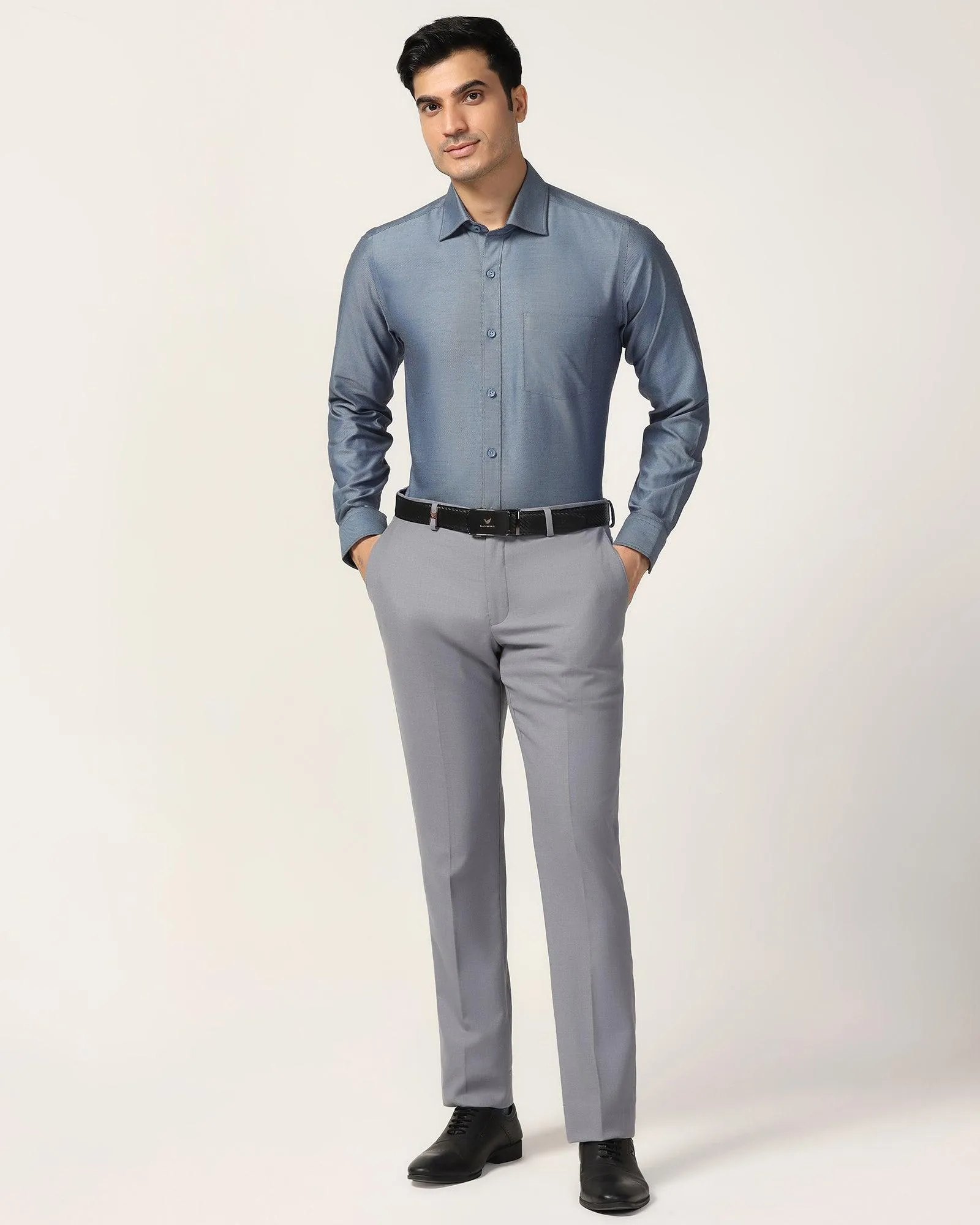 Subtle patterns Temp Tech Formal Mid Blue Solid Shirt - Antony