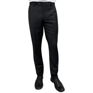 Stylara Collection: Black Slim Fit Flat Front Pants Basic Style Minimal Cut