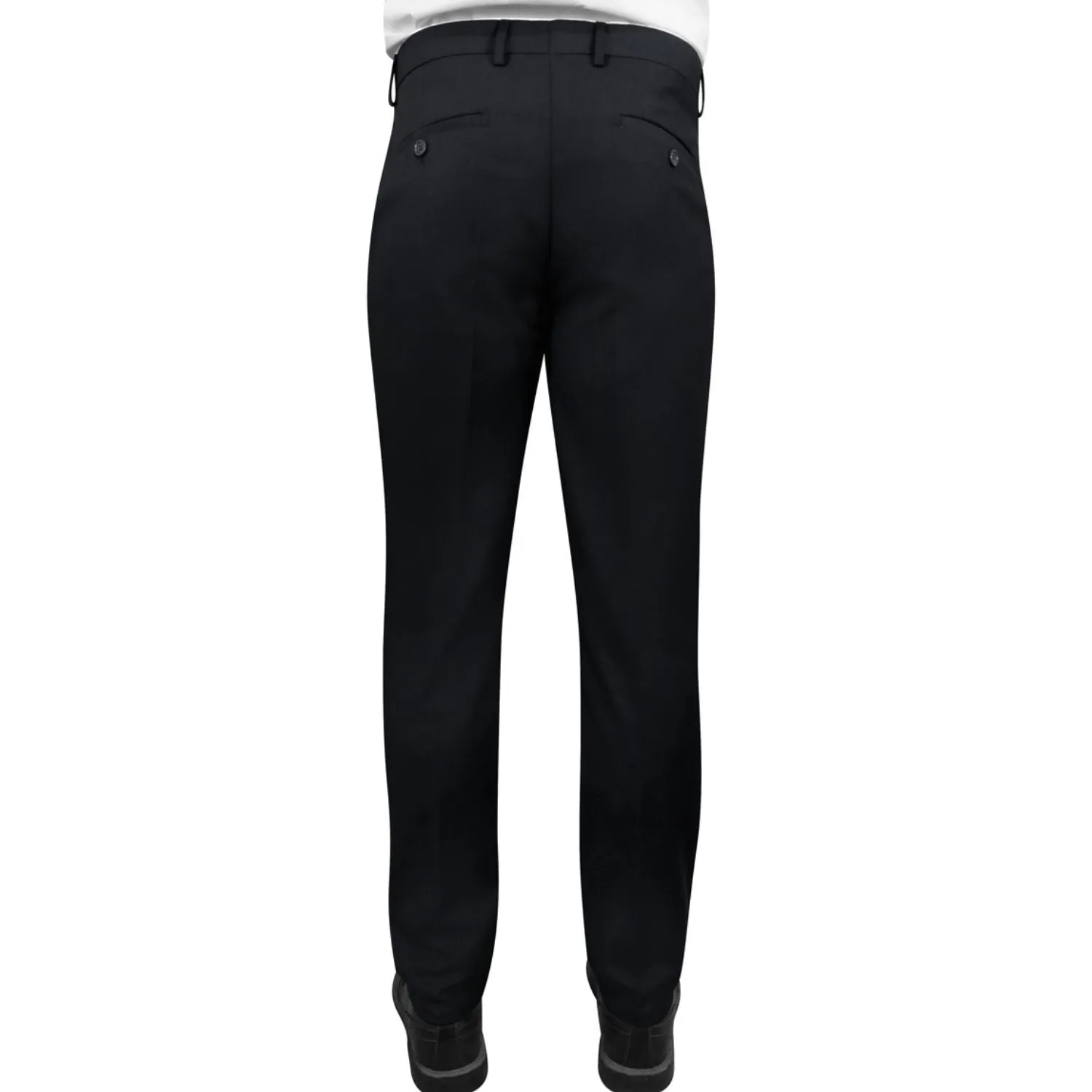 Stylara Collection: Black Slim Fit Flat Front Pants Zero Waste Manufacturing