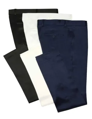 Long Wear No Sagging Stretch Sateen Ultra Slim Fit Pants in Navy Blue