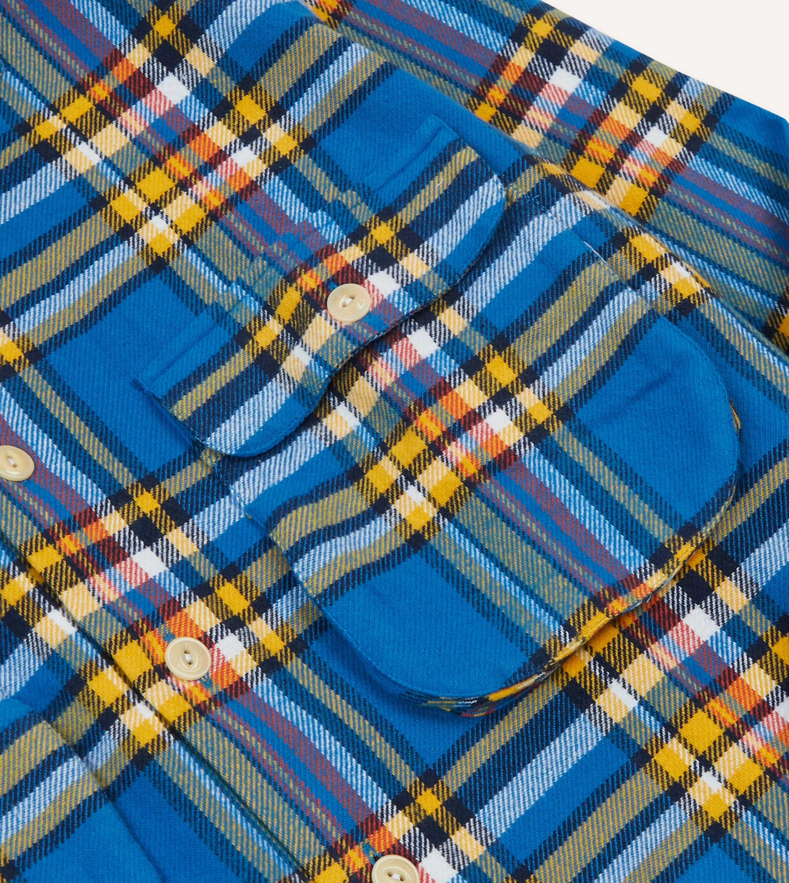 Blue and Yellow Check Brushed Cotton Two-Pocket Work Shirt Errand Ready