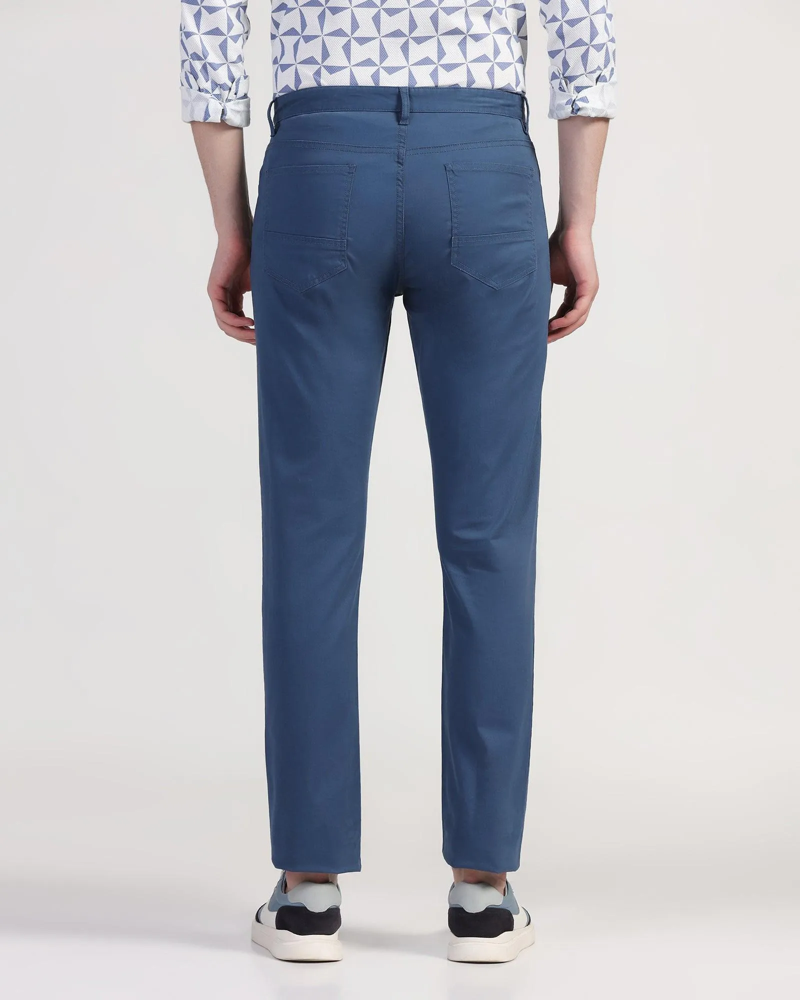 Slim Comfort B-95 Casual Blue Solid Khakis - Dab Corduroy texture Flexible Performance