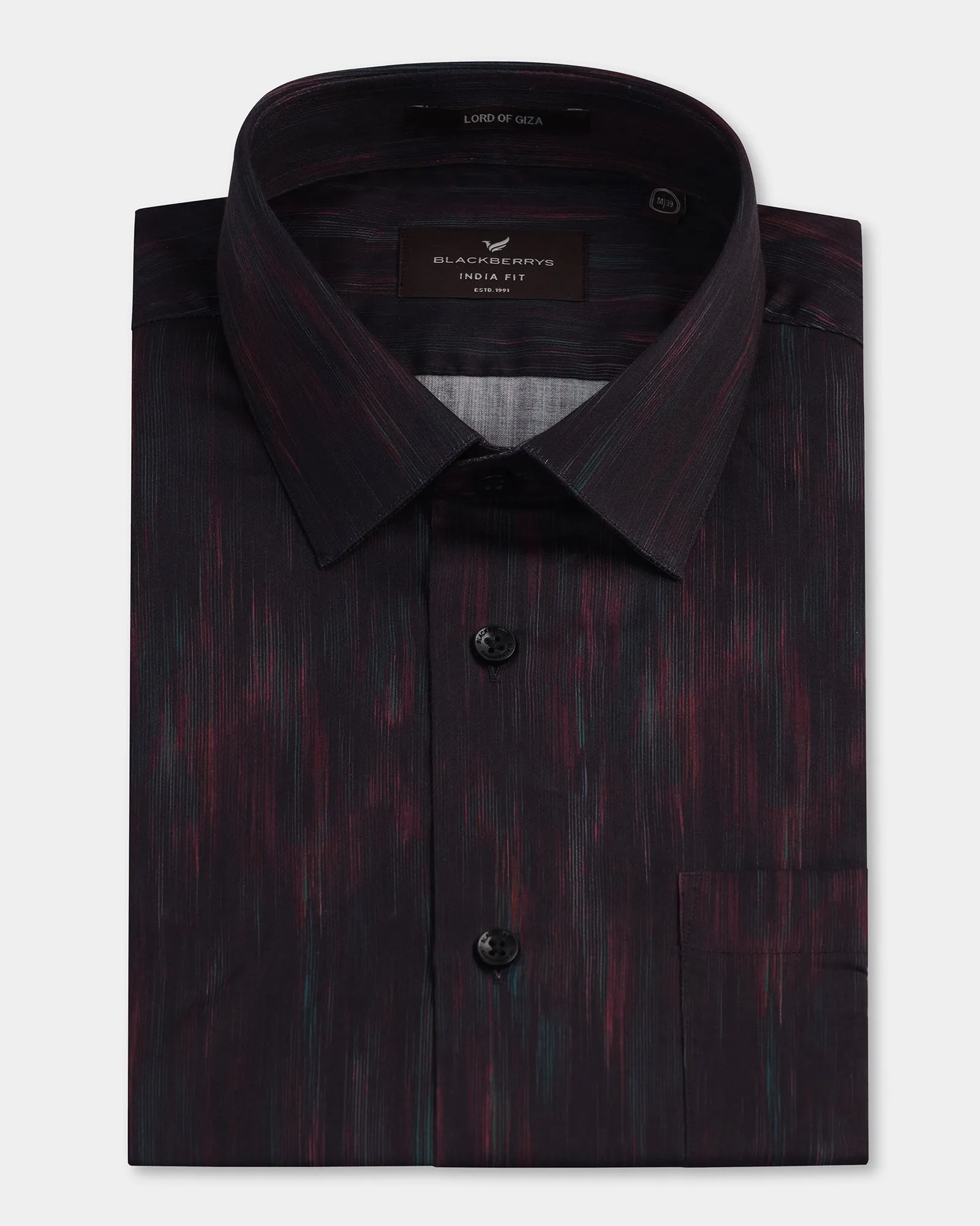 Wine Half Sleeve Printed Shirt - Siena Durable Buttons Breathable back panel
