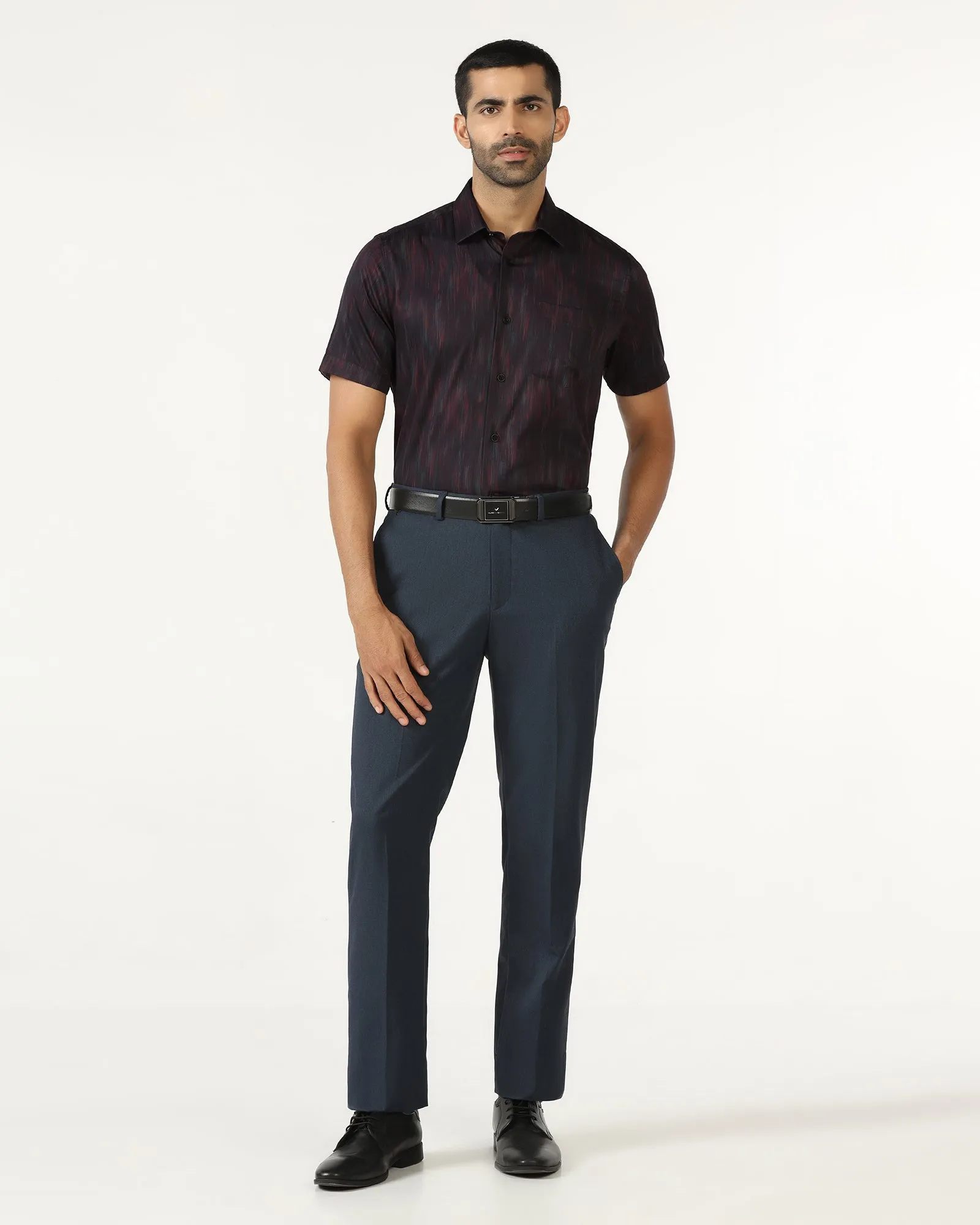 Matte Finish Wine Half Sleeve Printed Shirt - Siena