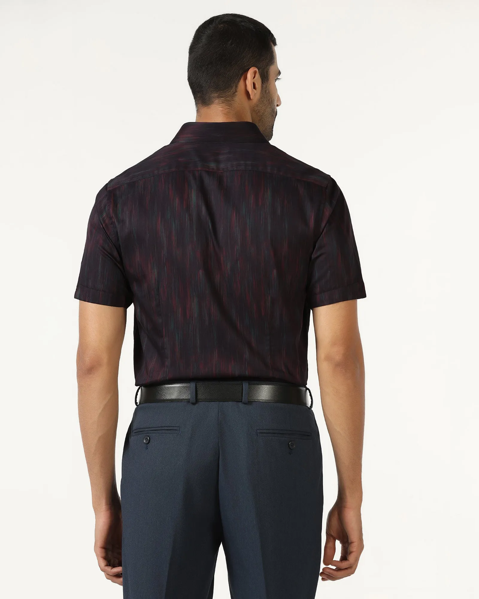 Chic Look Workwear Approved Wine Half Sleeve Printed Shirt - Siena