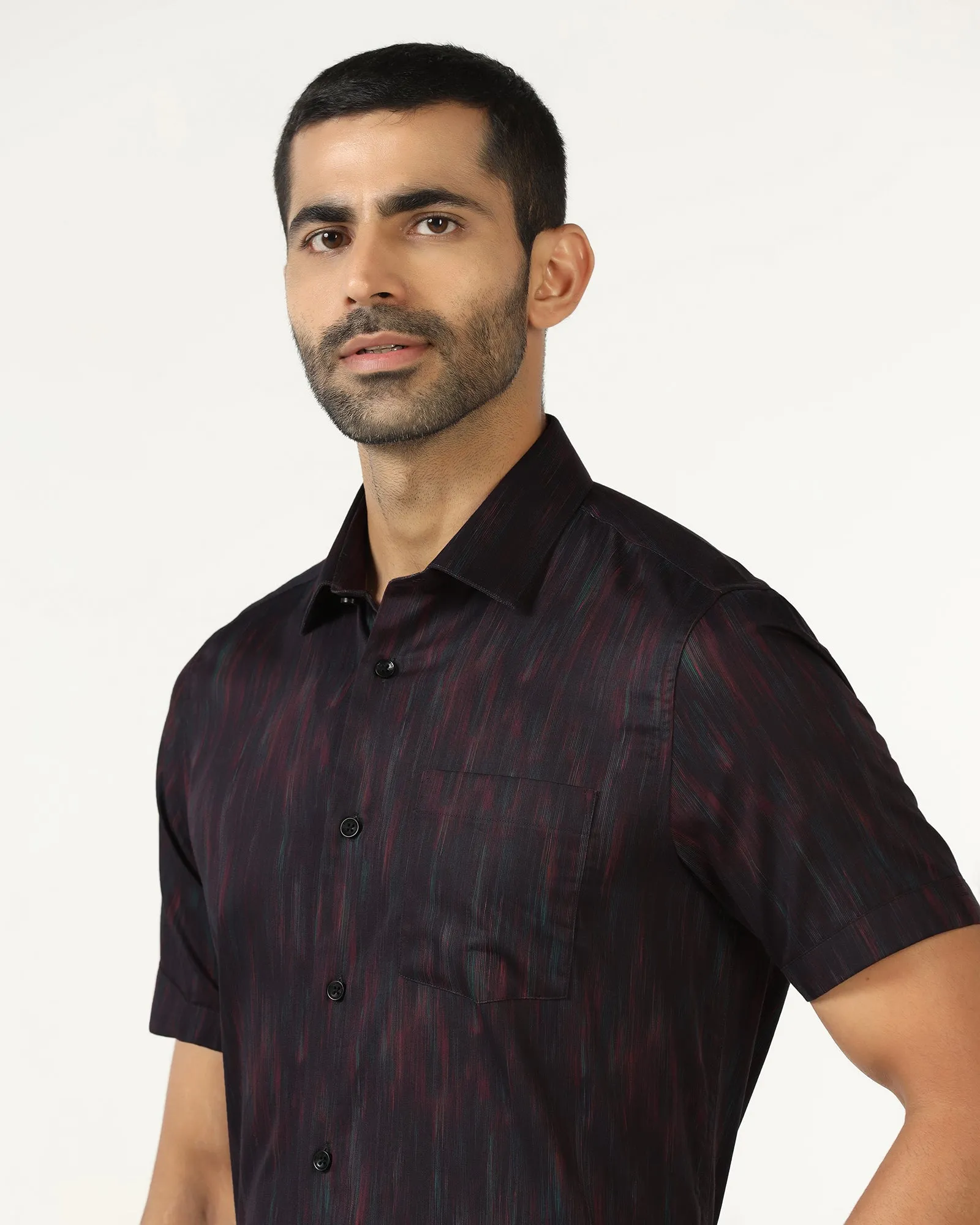 Wine Half Sleeve Printed Shirt - Siena Current Style