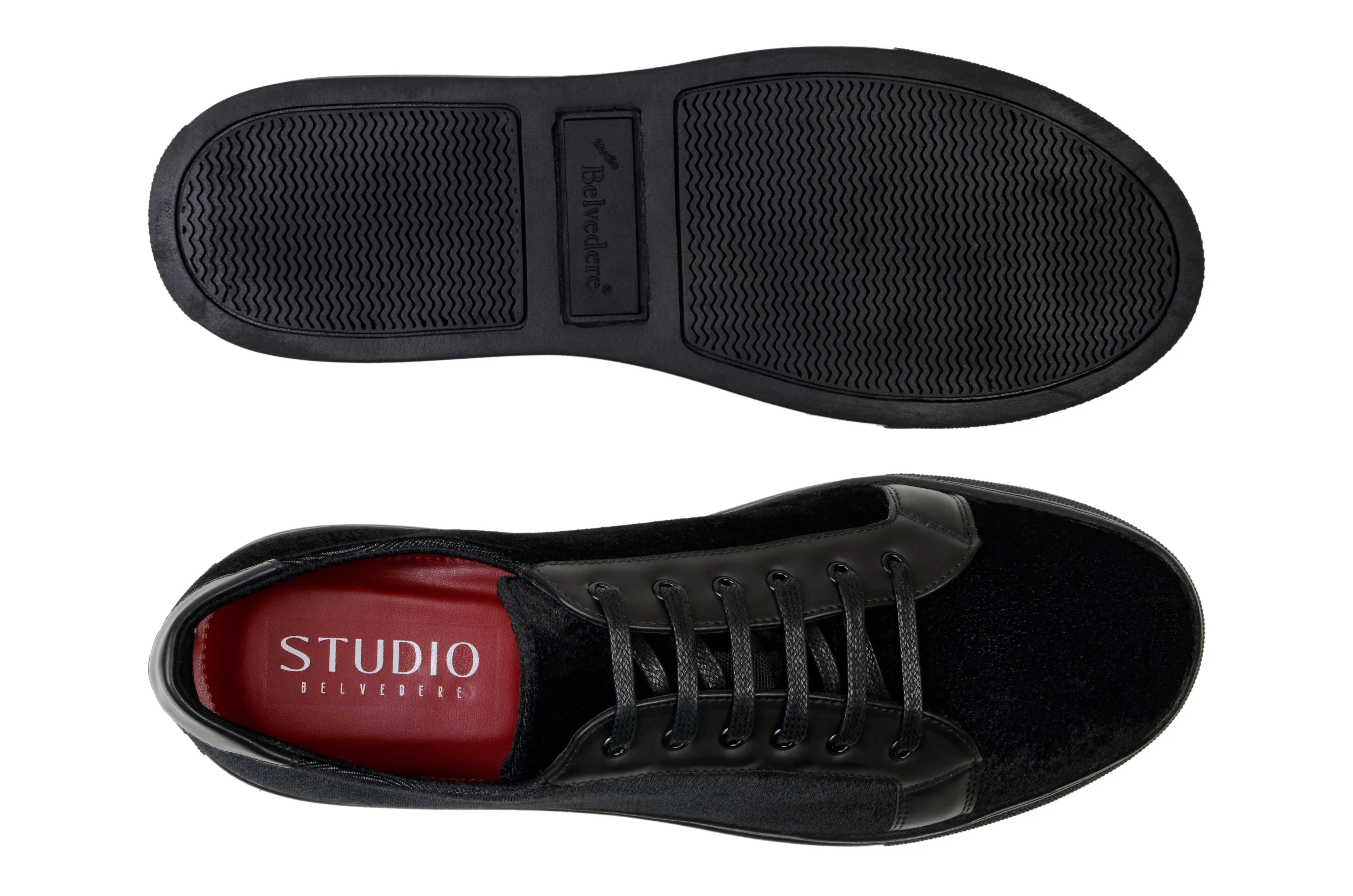 Daily Grind Grass Jog Belvedere Black Velvet Lace-Up Sneakers