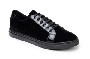 Belvedere Black Velvet Lace-Up Sneakers Textured Grip