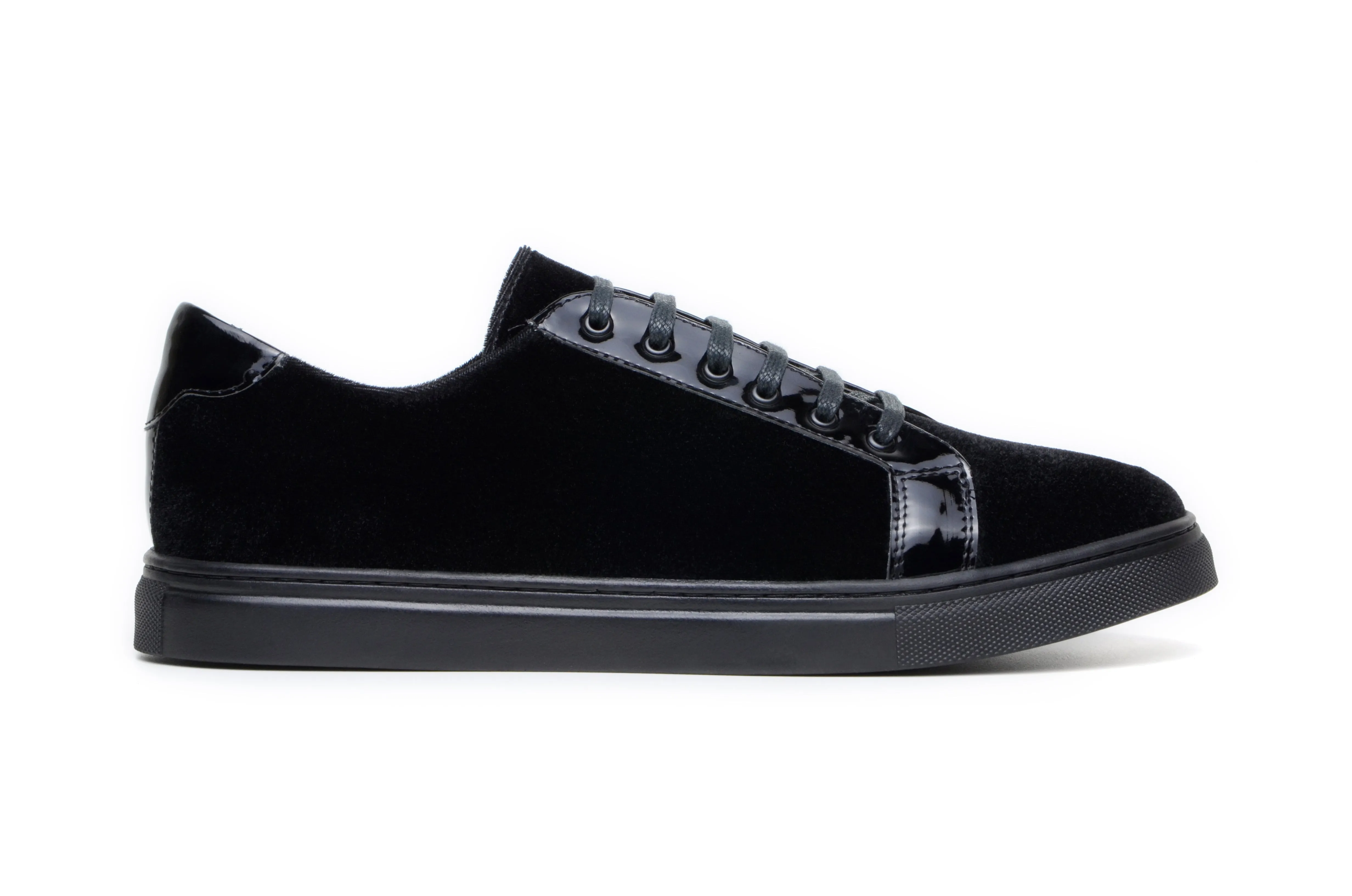Sunset Step Belvedere Black Velvet Lace-Up Sneakers