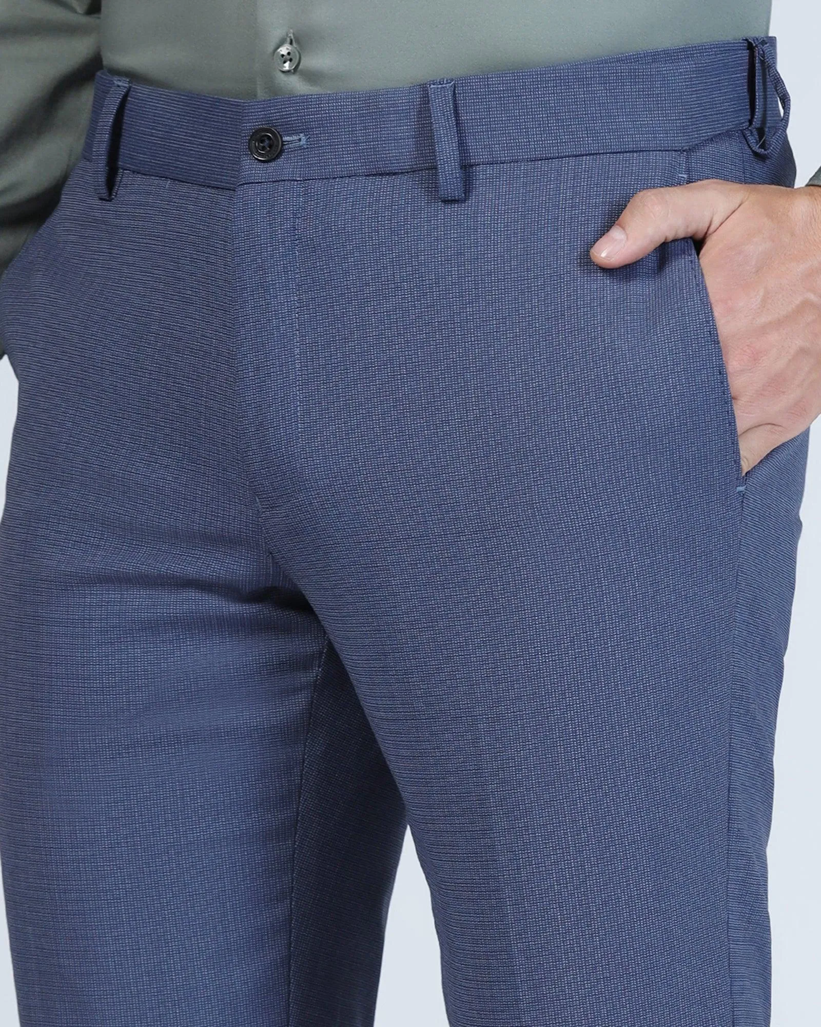 Tight Cut Pull-on style Luxe Slim Comfort B-95 Formal Blue Stripe Trouser - Lexus