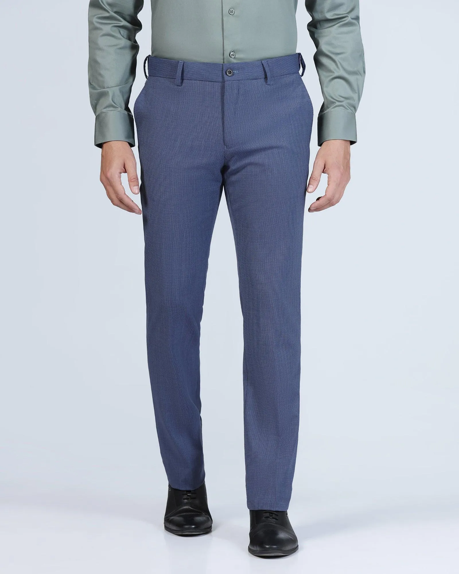 Luxe Slim Comfort B-95 Formal Blue Stripe Trouser - Lexus MachineWashable Smart Fit