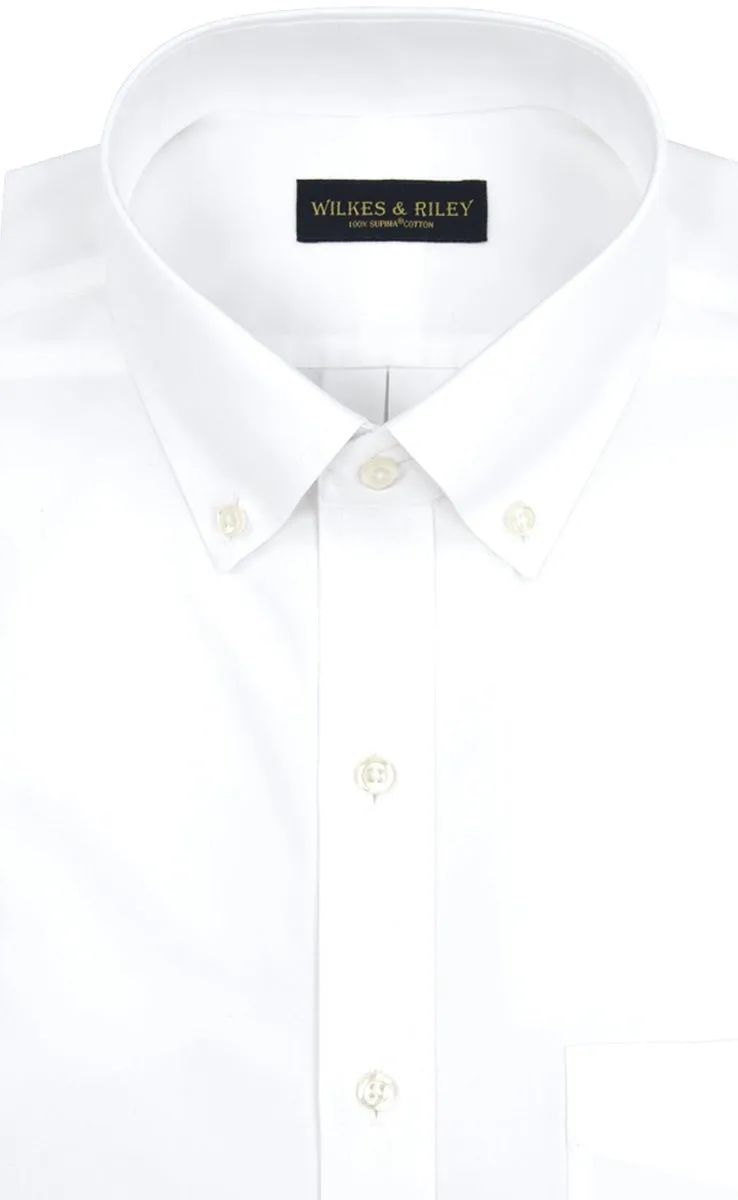Minimalist Design Wilkes & Riley Classic Fit Button-Down Collar All Cotton Non-Iron Pinpoint Oxford Dress Shirt in White- Big & Tall Sizes
