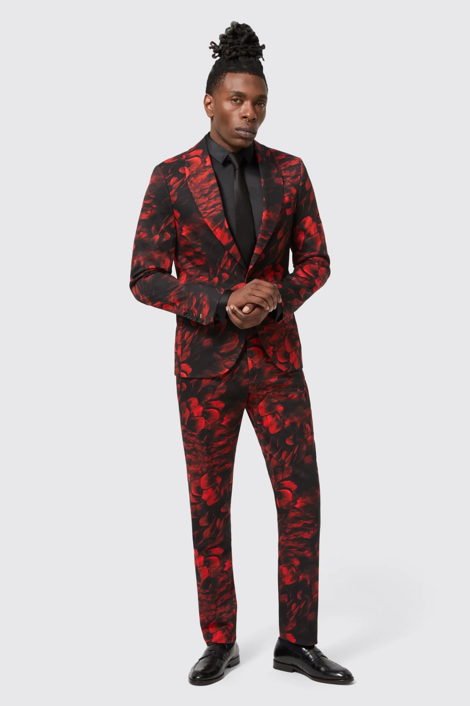 Heron Slim Fit Red Floral Cotton Trousers Story Glow Sustainable Wear