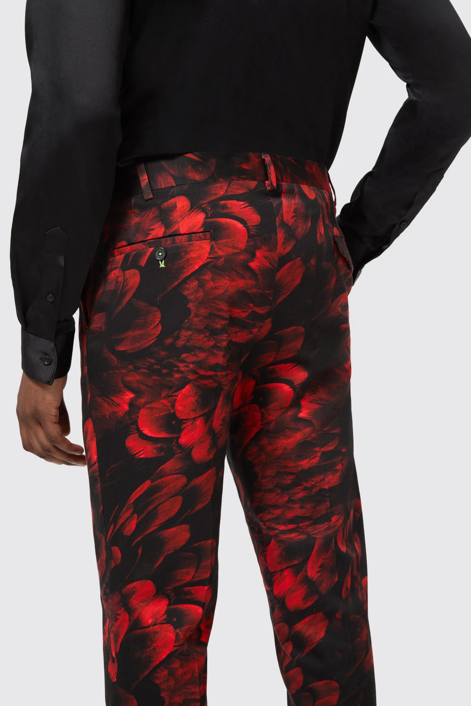Heron Slim Fit Red Floral Cotton Trousers FrictionReducing Lining