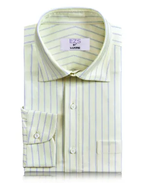 Streamlined Design All-Ages Fit EZS Classic Oxford Blue Dress-Stripes on Moss-Green Shirt