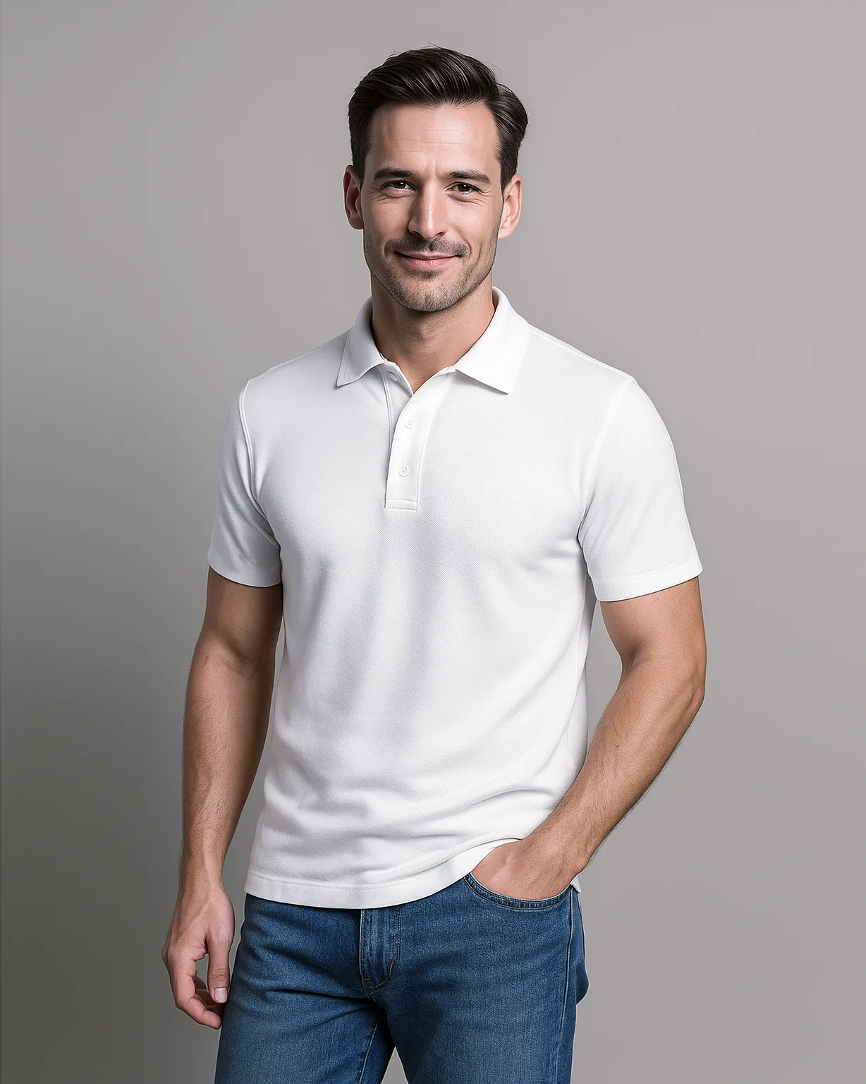 EZS Aria White Polo SweatResistant Inner Layer