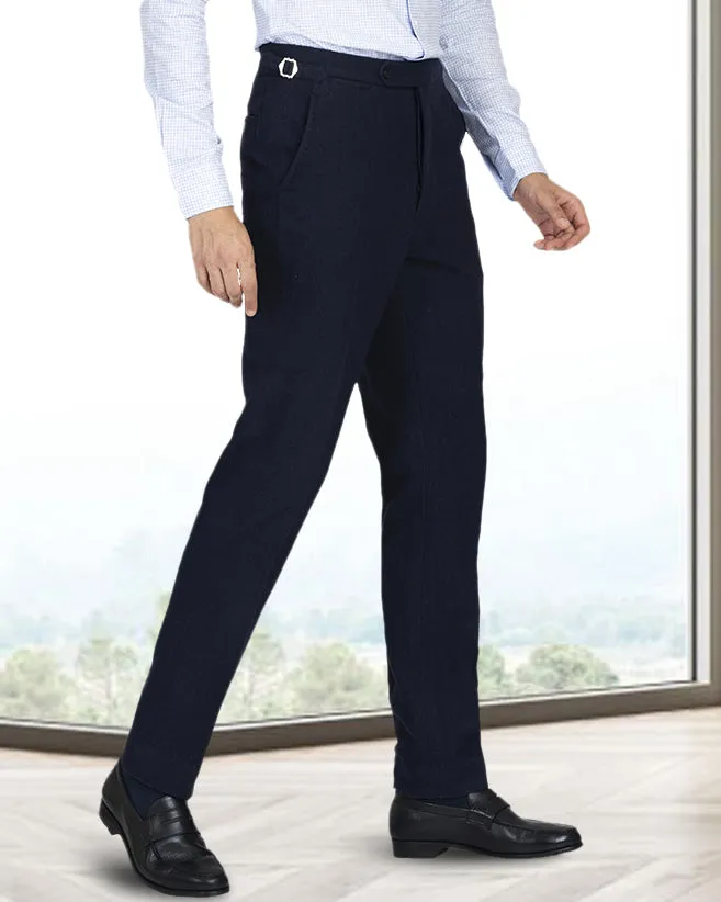 Navy Wool Flannel Pant High Durability Stitching All-Day Wear