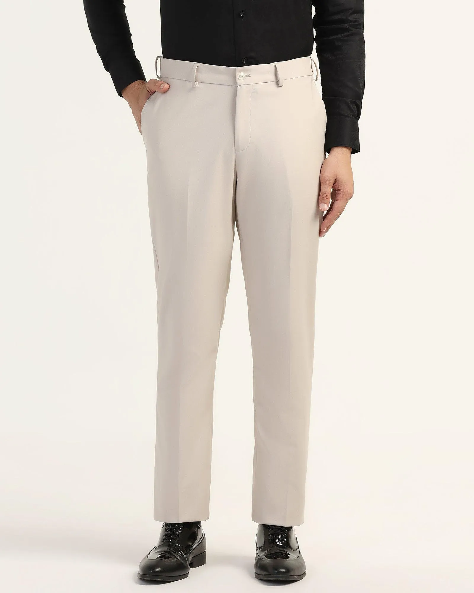 Modern Cut Straight B-90 Formal Beige Textured Trouser - Mazda